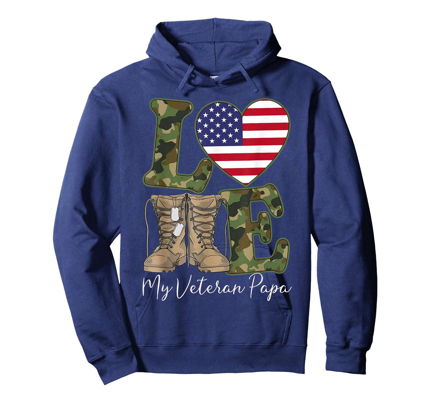 Love My Veteran Papa Proud Military Grandpa USA Flag T-Shirt