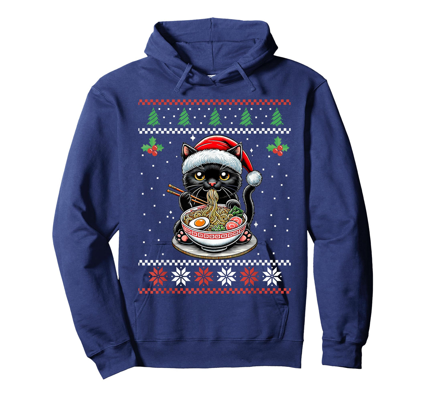 Cat Ramen Japanese Ugly Christmas Sweater Kitten Xmas T-Shirt