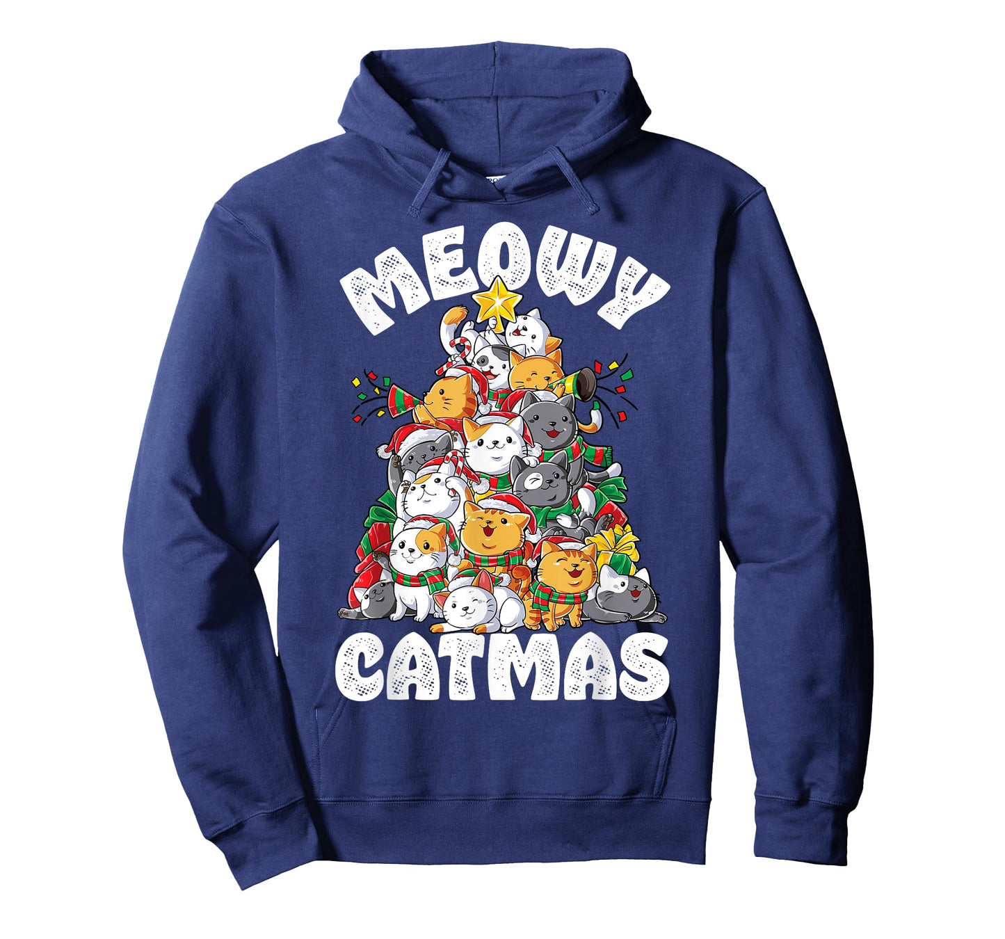 Meowy Catmas Cat Christmas Tree Xmas Girls Boys Funny Santa Short Sleeve T-Shirt