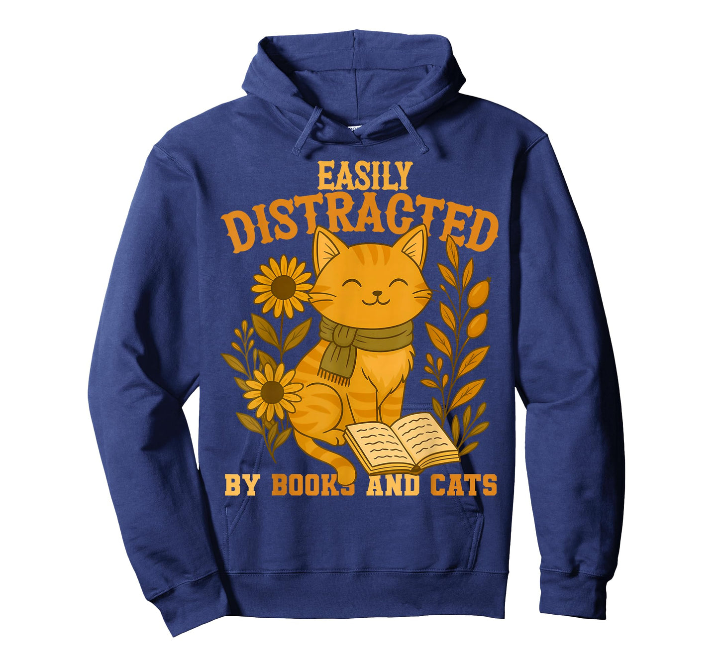 Easily Distracted by Cats and Books Cute Cat Book Lover T-Shirt