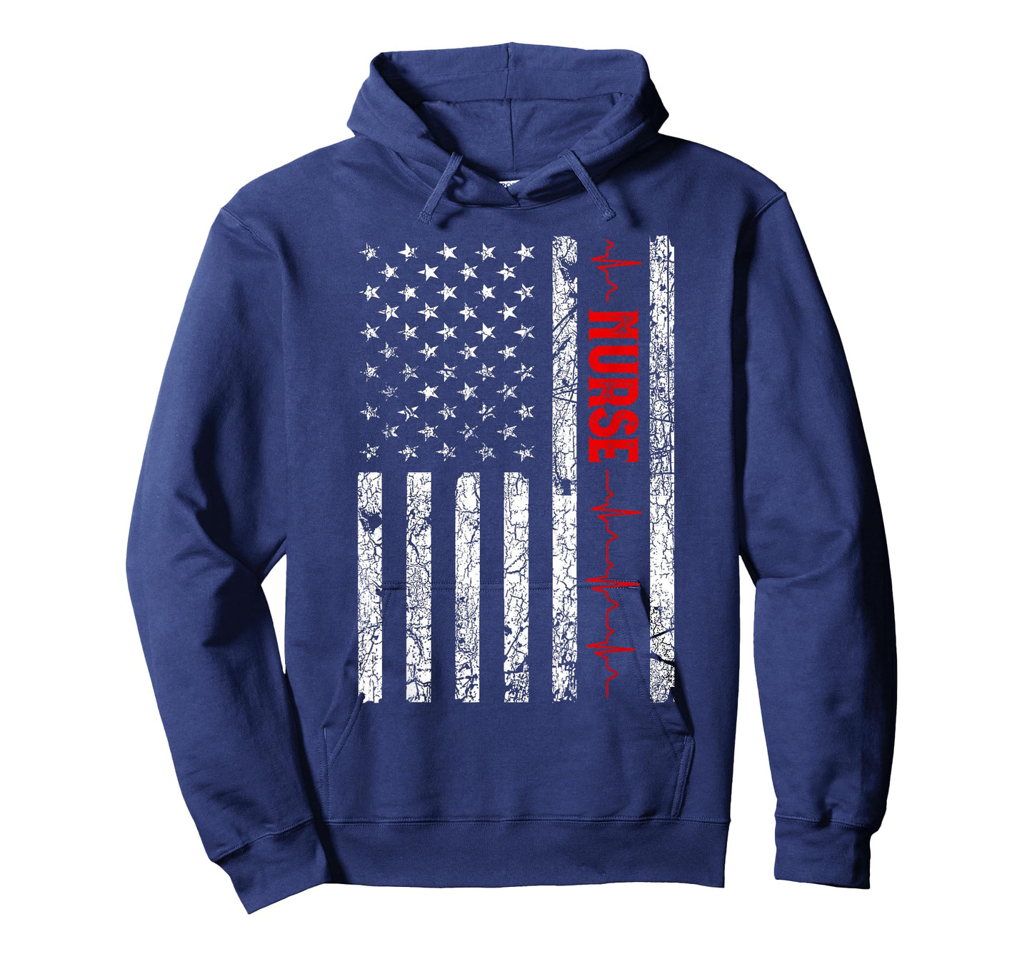 USA Flag Nurse Vintage Patriotic Nurse American Flag T-Shirt - Women's Classic Fit Black Crew Neck Short Sleeve T-Shirt - Small