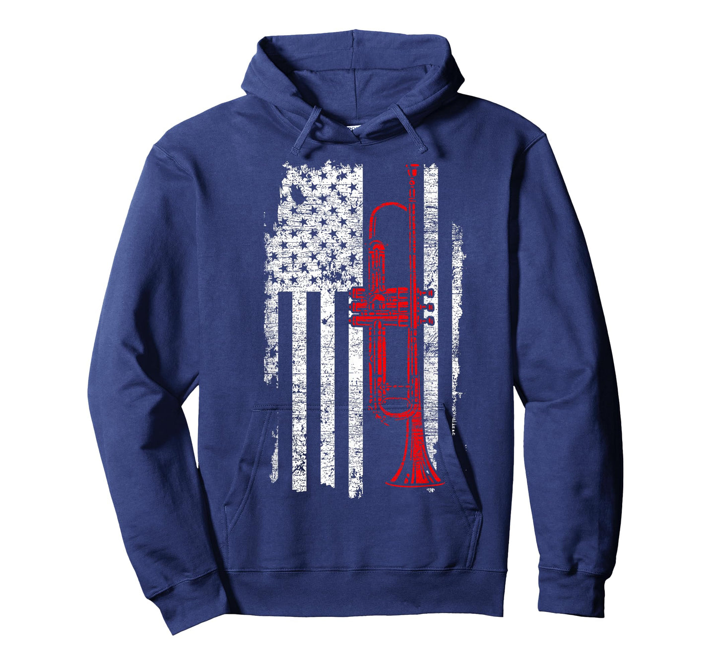 USA Flag Thin Red Line Jazz Music Gifts Trumpet T-Shirt