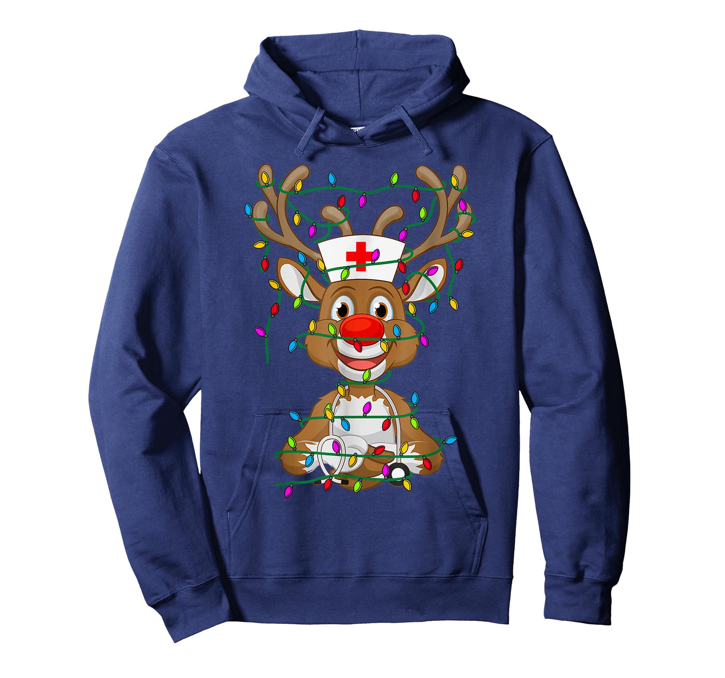 Christmas Light Reindeer Scrubs Rubber Gloves Nurses Gifts T-Shirt