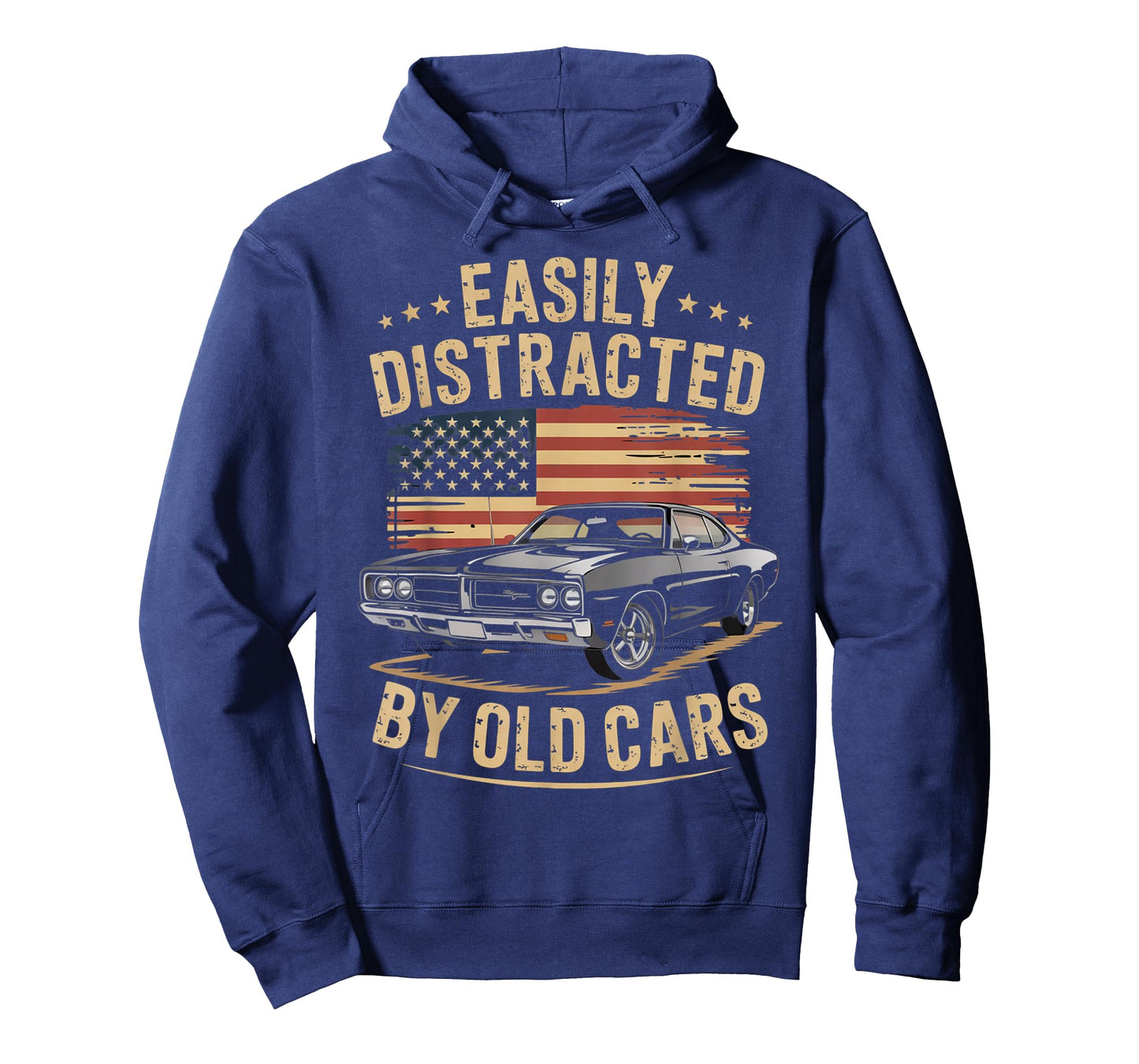 Easily Distracted by Old Cars Classic Car Guy Funny Vintage T-Shirt