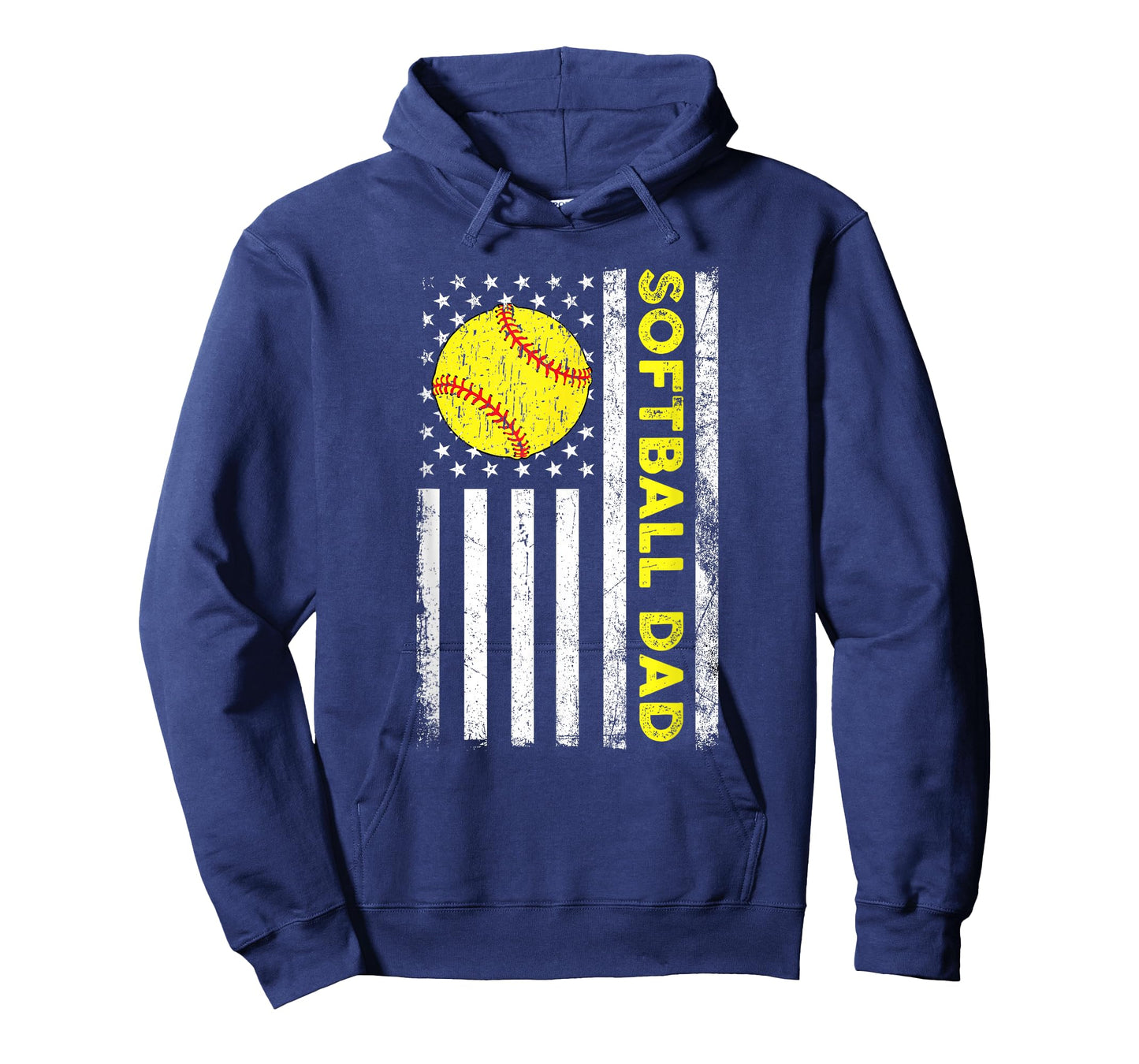 Softball Dad Distressed American Flag Fathers Day T-Shirt