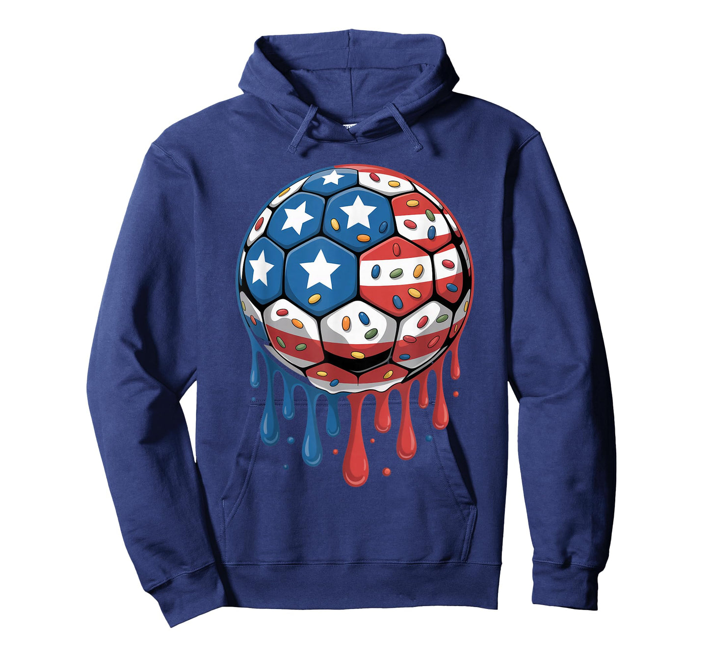 Ice Cream Drip Men Women Game American USA Flag Soccer Drip T-Shirt