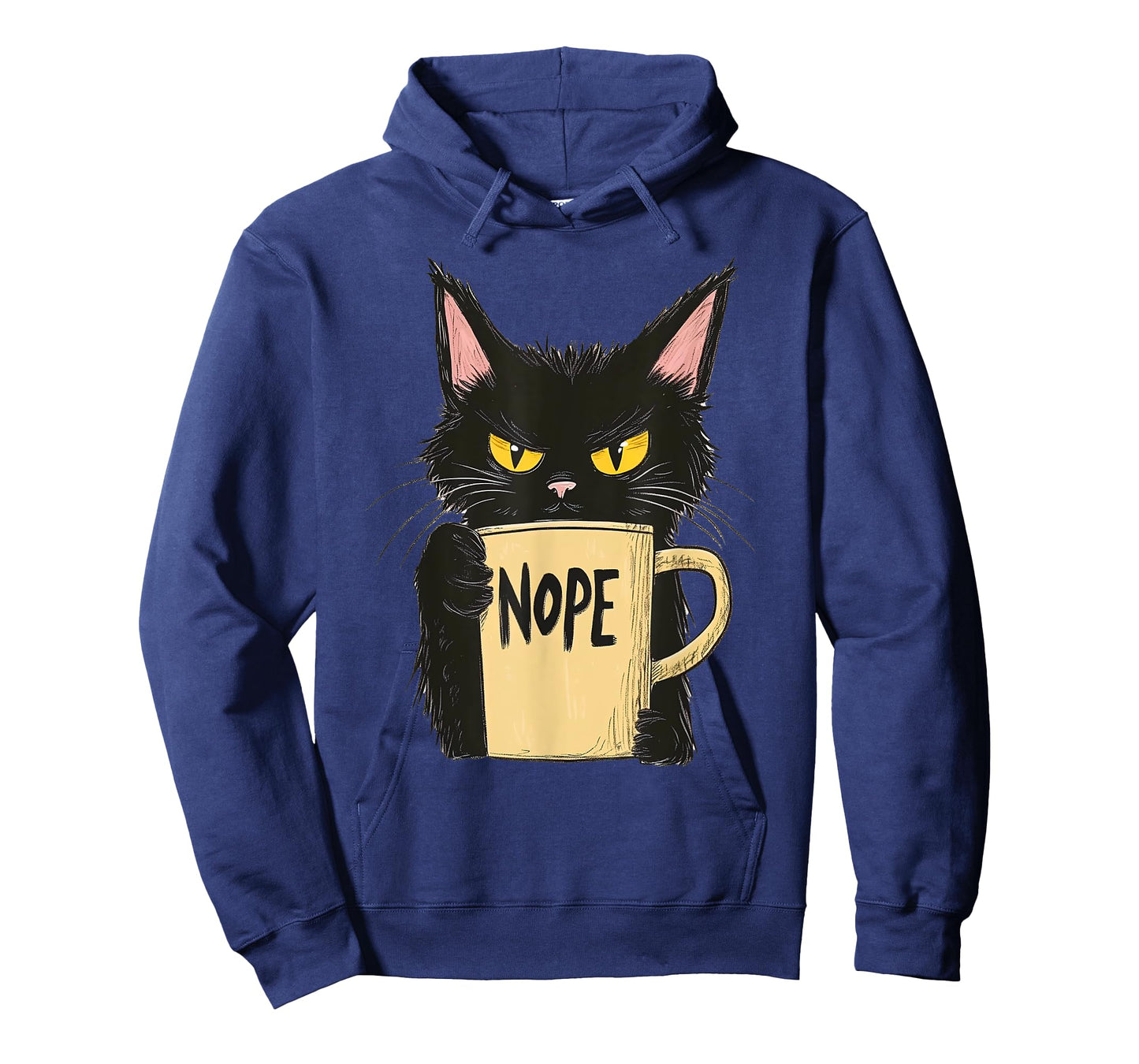 Funny Nope Cat - Black Cat with Coffee Mug T-Shirt