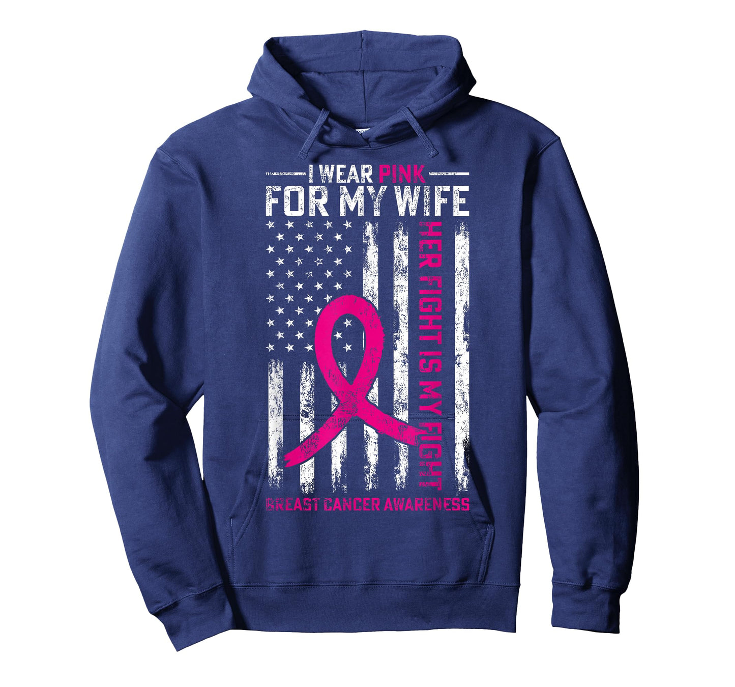 I Wear Pink for My Wife Breast Cancer Awareness AmericanFlag T-Shirt