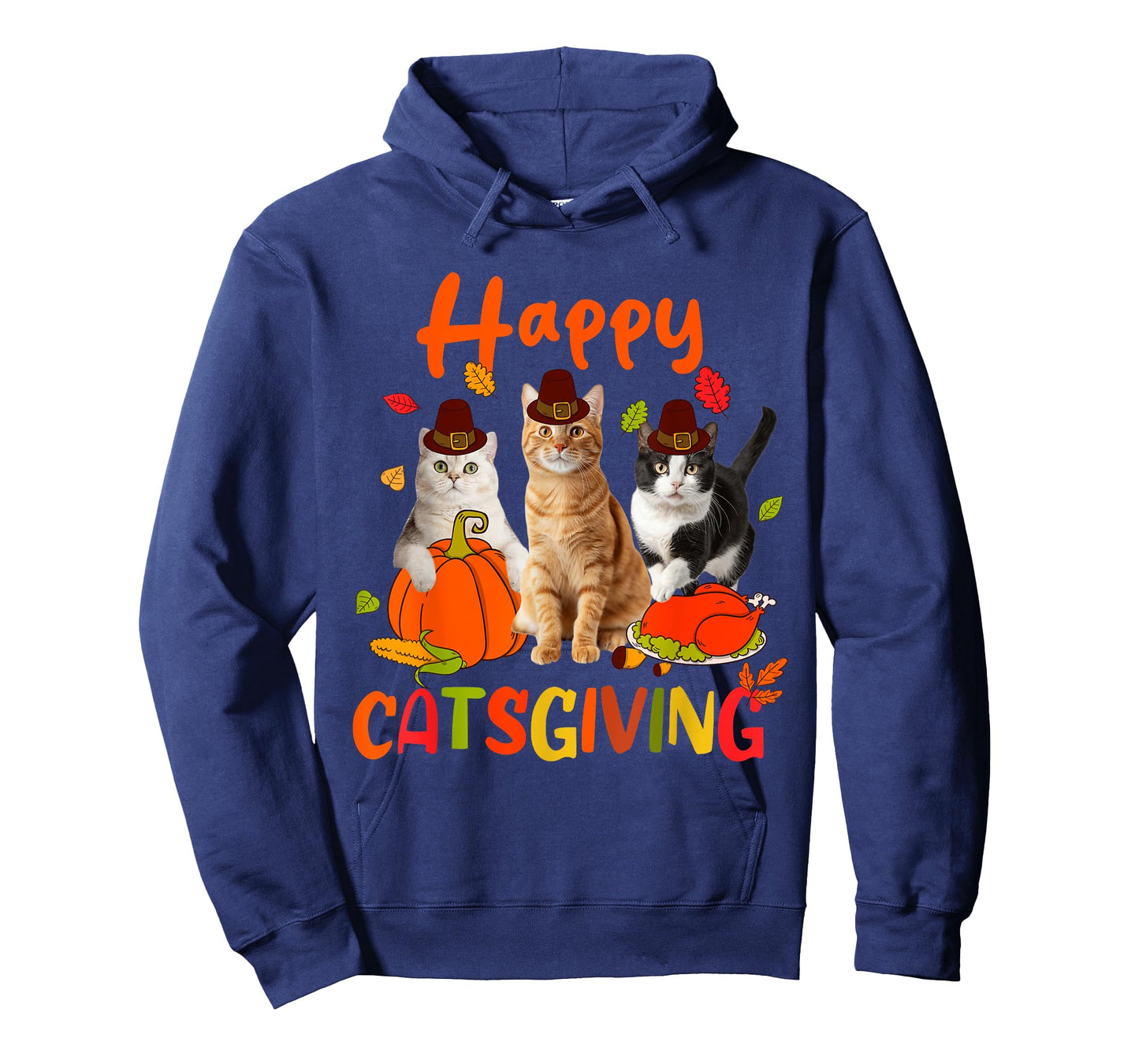Happy Catsgiving Thanksgiving Kitten Cat Wears Pilgrim Hat T-Shirt