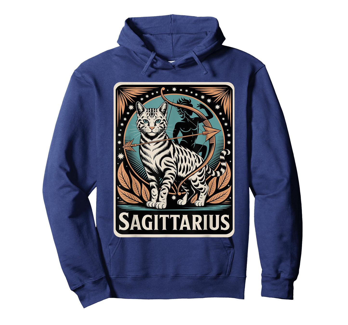 Sagittarius Cat Zodiac Art with Bow and Arrow in Starry Sky T-Shirt