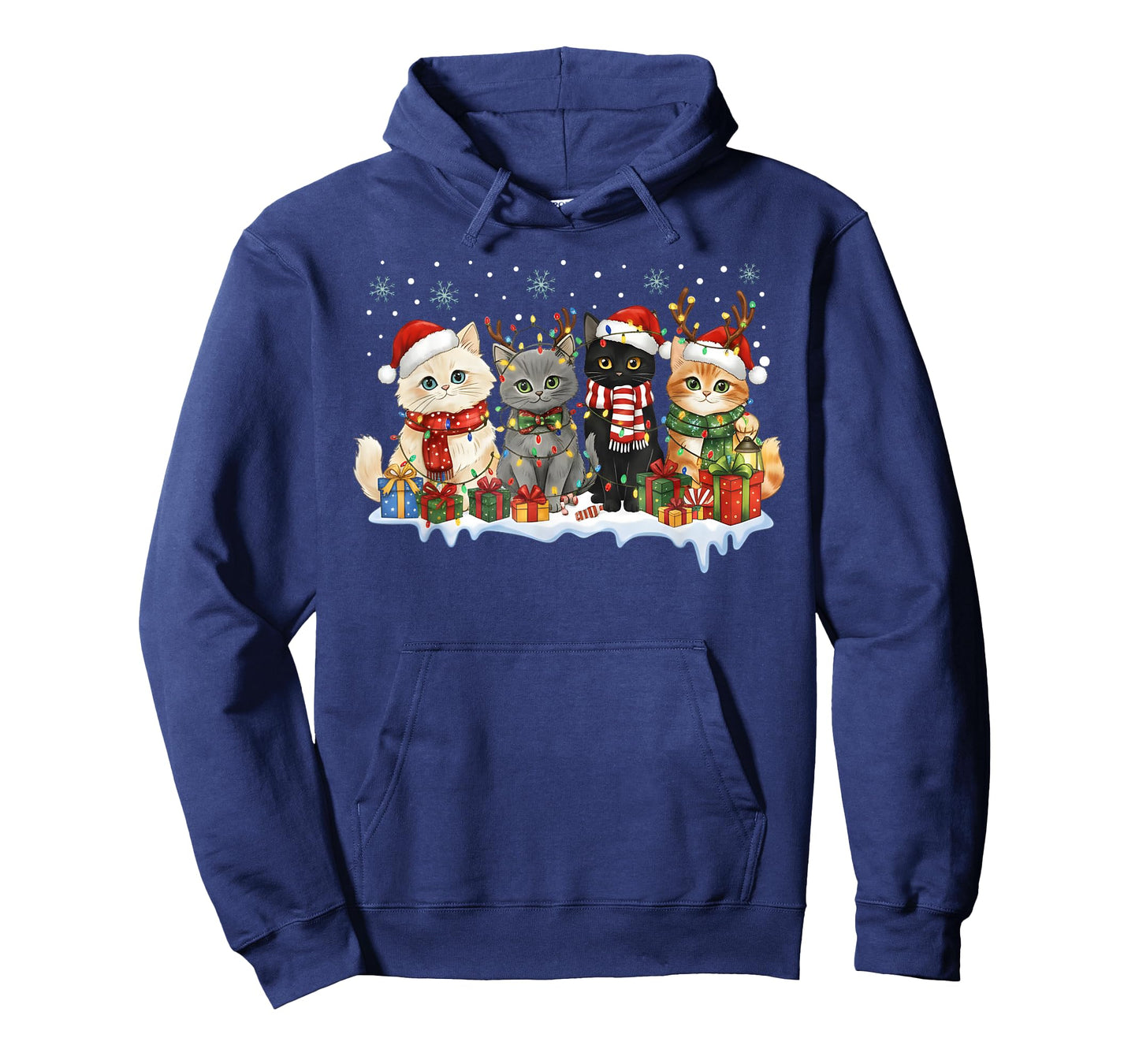 Cat Christmas Light Reindeer Santa Hat Cat Lover Xmas Women T-Shirt