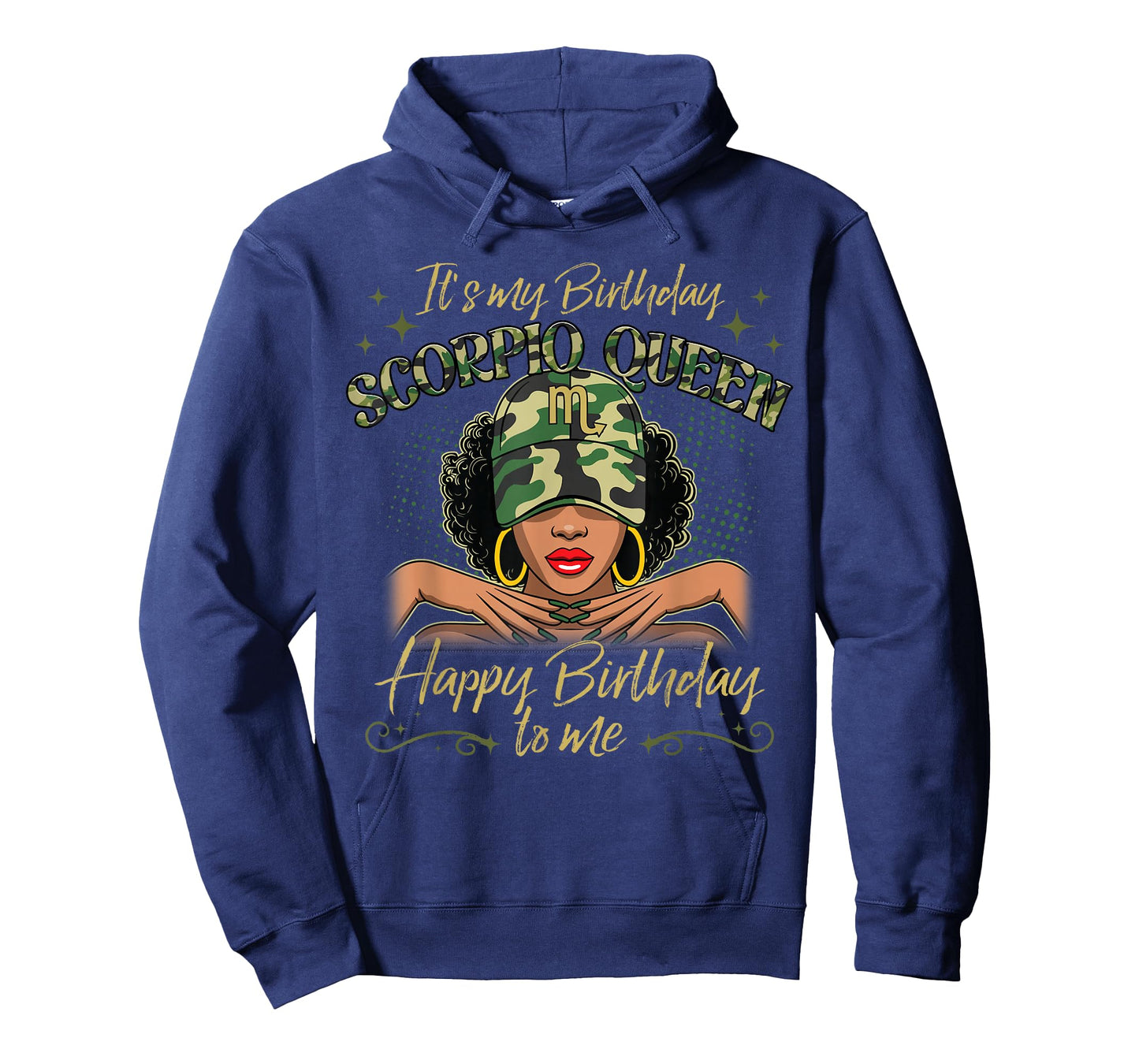 Scorpio Queen Black Woman with Cap Camo It's My Birthday T-Shirt