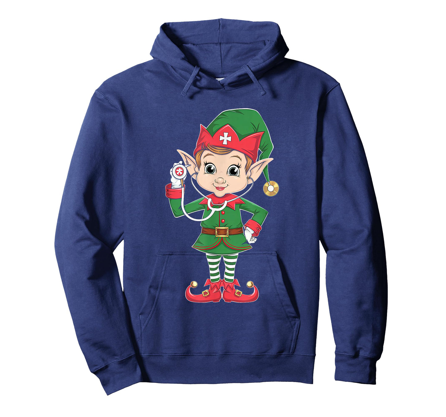 Cute Elf Nurse Scrub Tops Christmas Stethoscope Nursing Girl T-Shirt