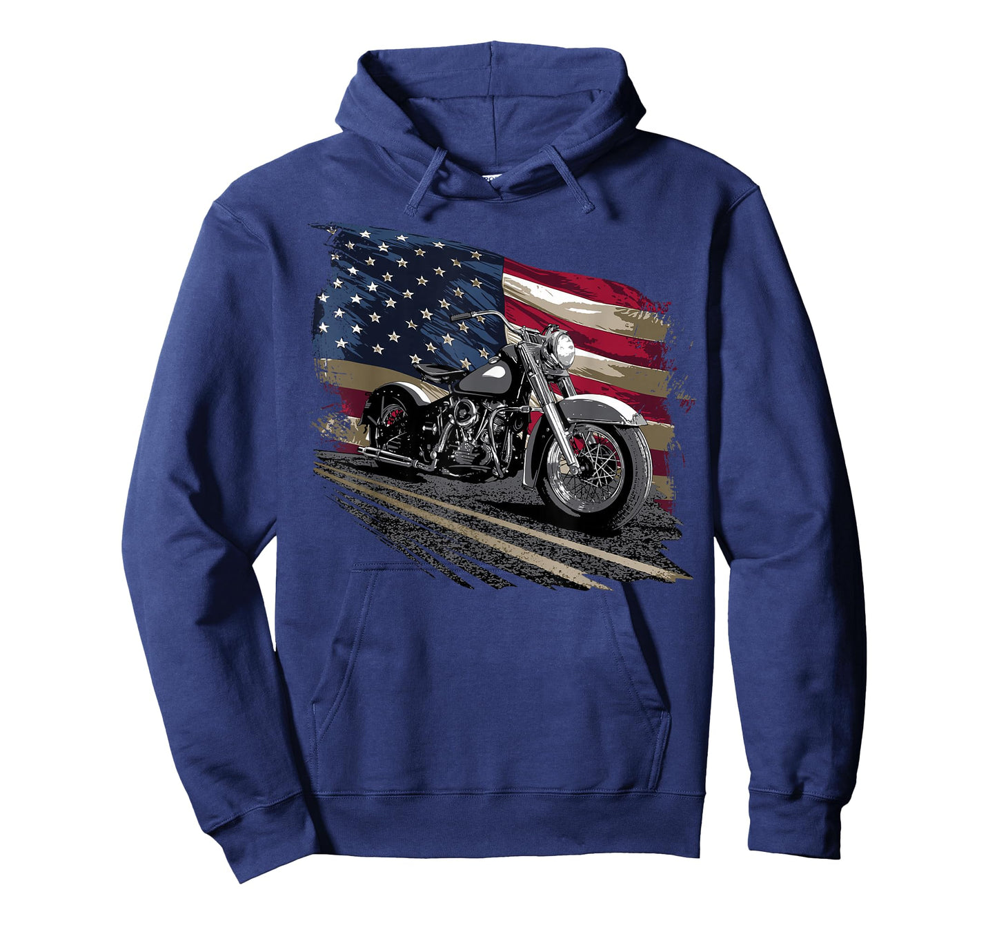 Open Air Road Trip Cruising Black Distressed American Flag Classic Fit T-Shirt