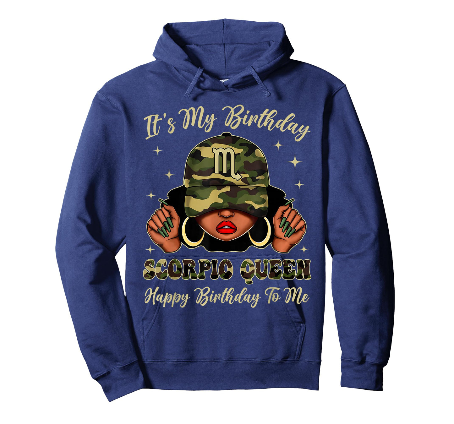 Scorpio Queen Black Woman with Cap Camo It's My Birthday T-Shirt