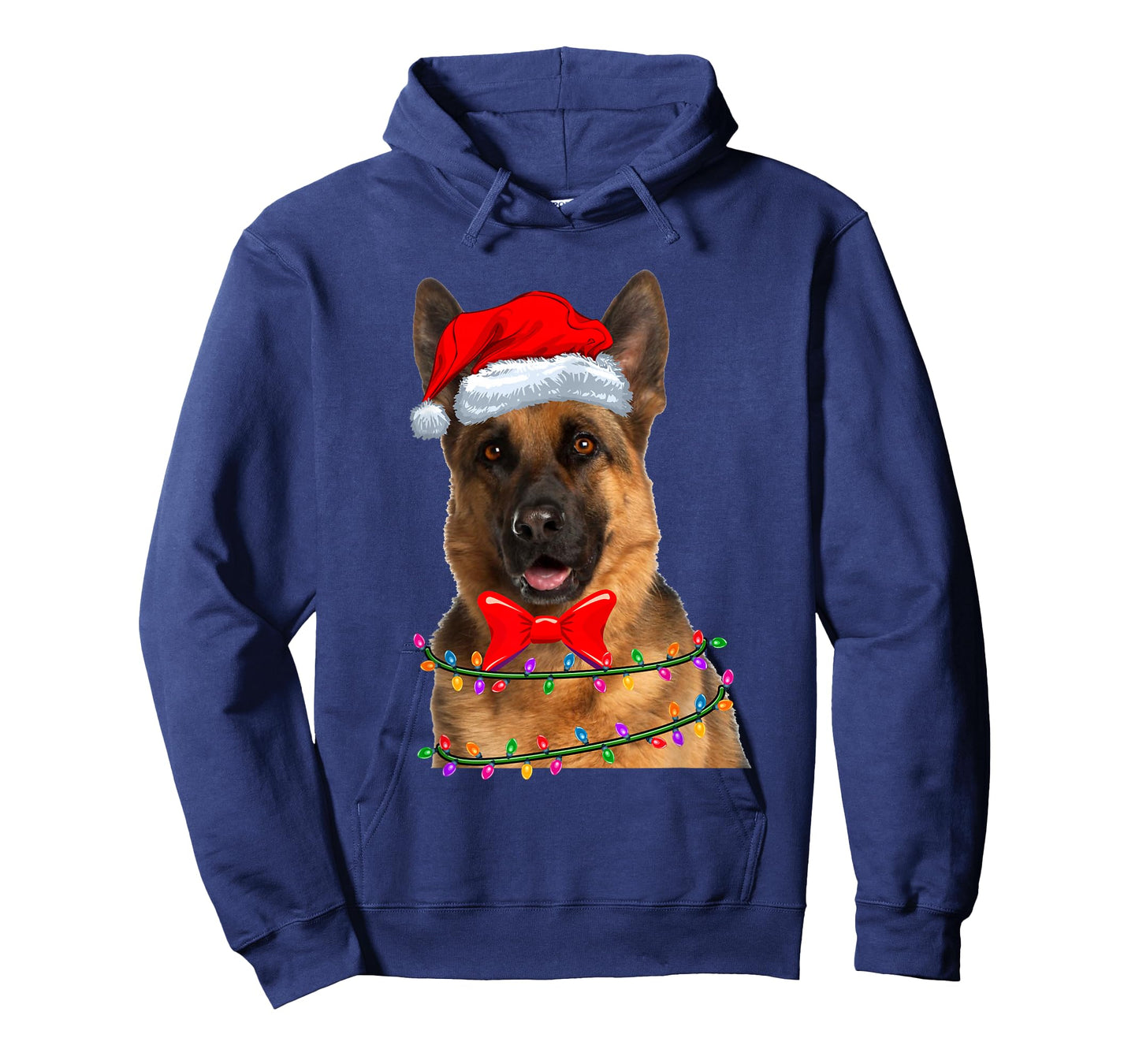 Christmas Lights German Shepherd Wearing Xmas Hat Dog Lover T-Shirt