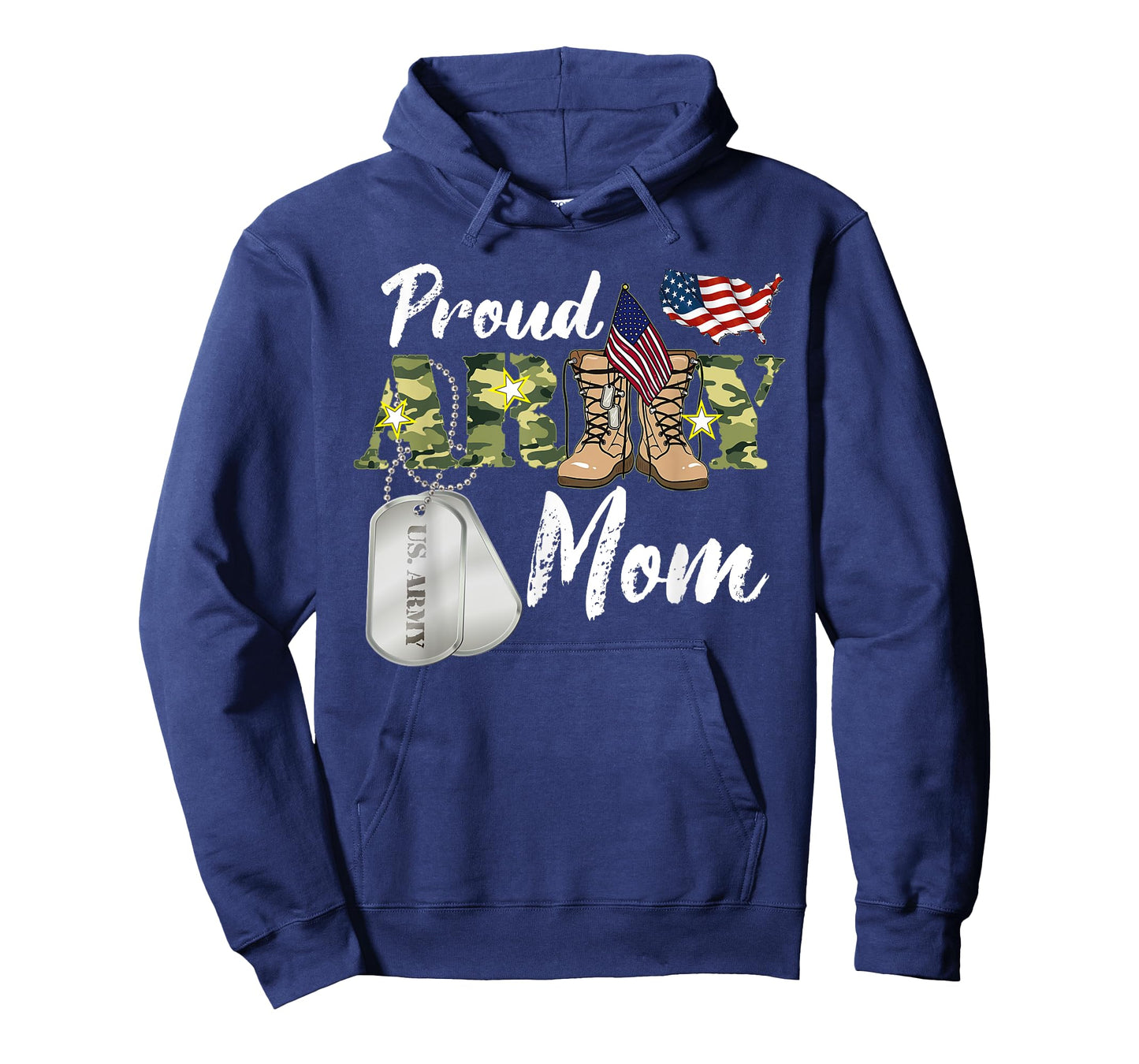 Mom Military Mom with Dog Tag US Flag T-Shirt for Men Women Kids