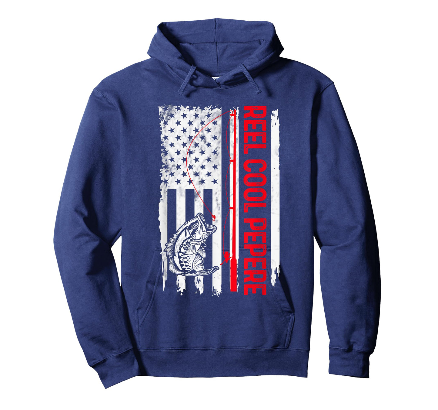 Mens Reel Cool Pepere Fishing American Flag Funny Grandpa T-Shirt