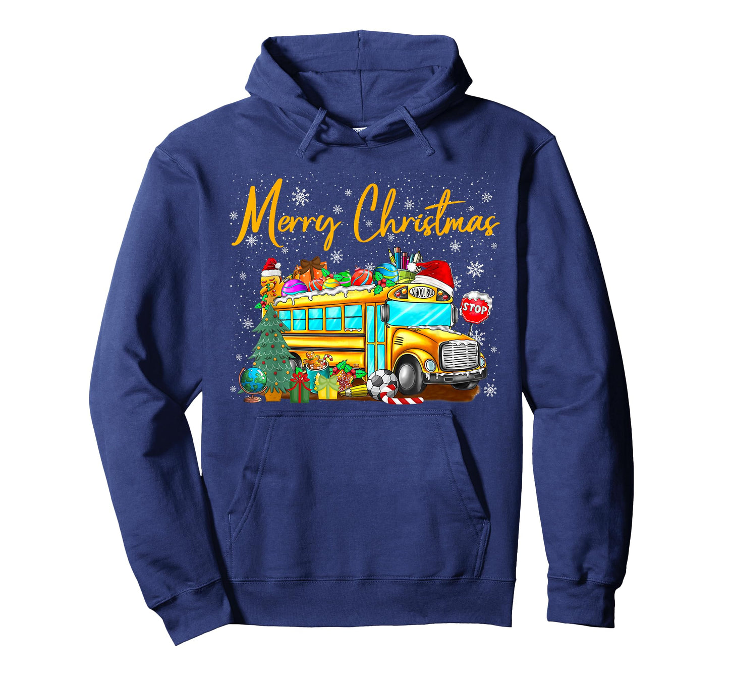 School Bus Driver Santa Hat Merry Christmas Tree Men Women T-Shirt