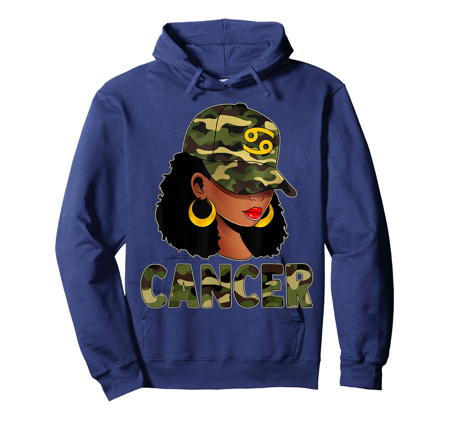 Cancer Queen Camouflage Black Woman Cap Zodiac Sign T-Shirt