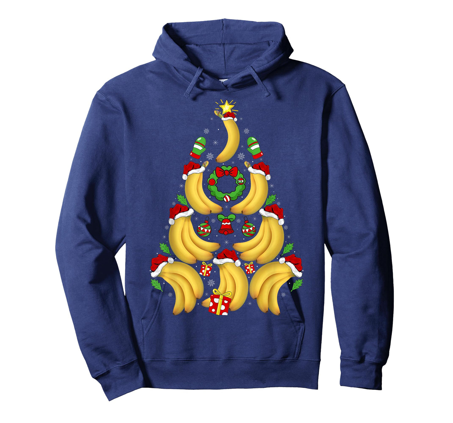 Banana Christmas Tree Lights Santa Hat Funny Banana Xmas T-Shirt