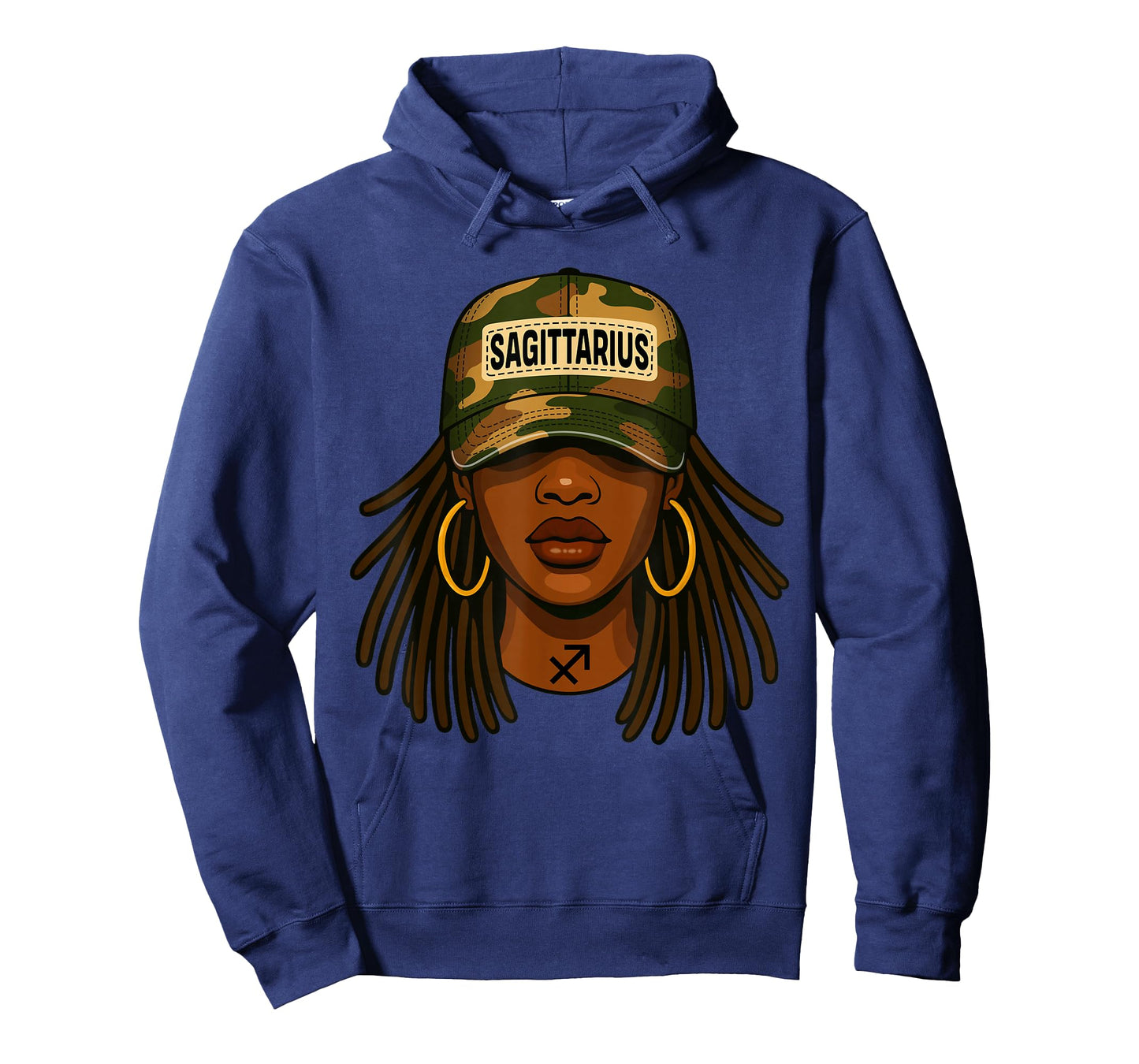 Sagittarius Queen Camouflage Black Woman Cap Zodiac Birthday T-Shirt