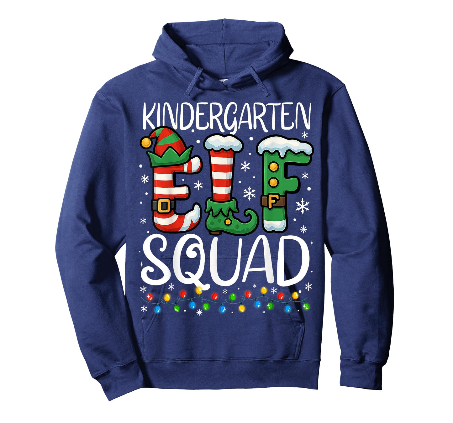 Christmas Teacher Kindergarten Elf Squad Xmas Lights Pajamas T-Shirt