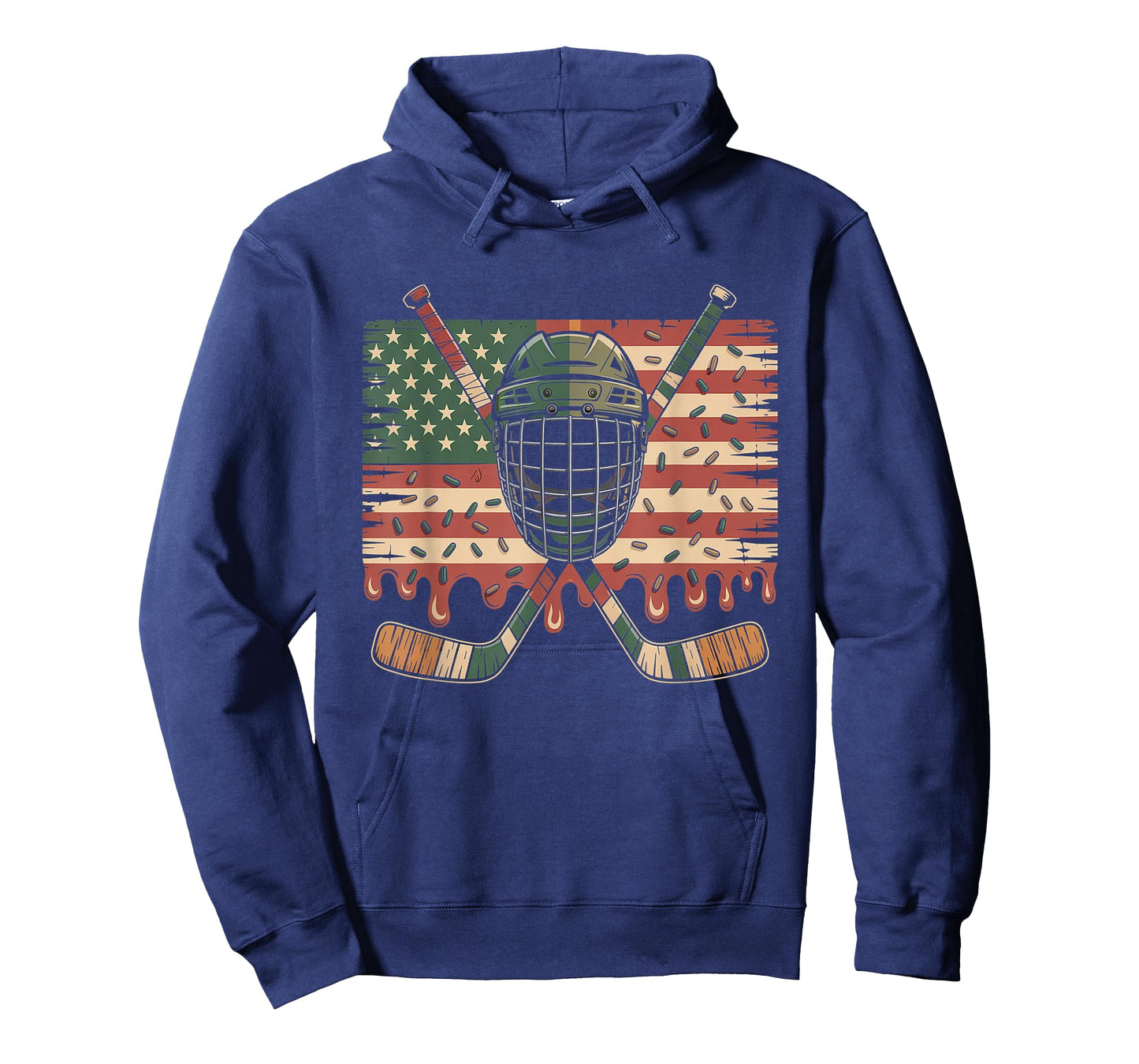 Hockey Ice Cream Drip Camo USA Flag T-Shirt