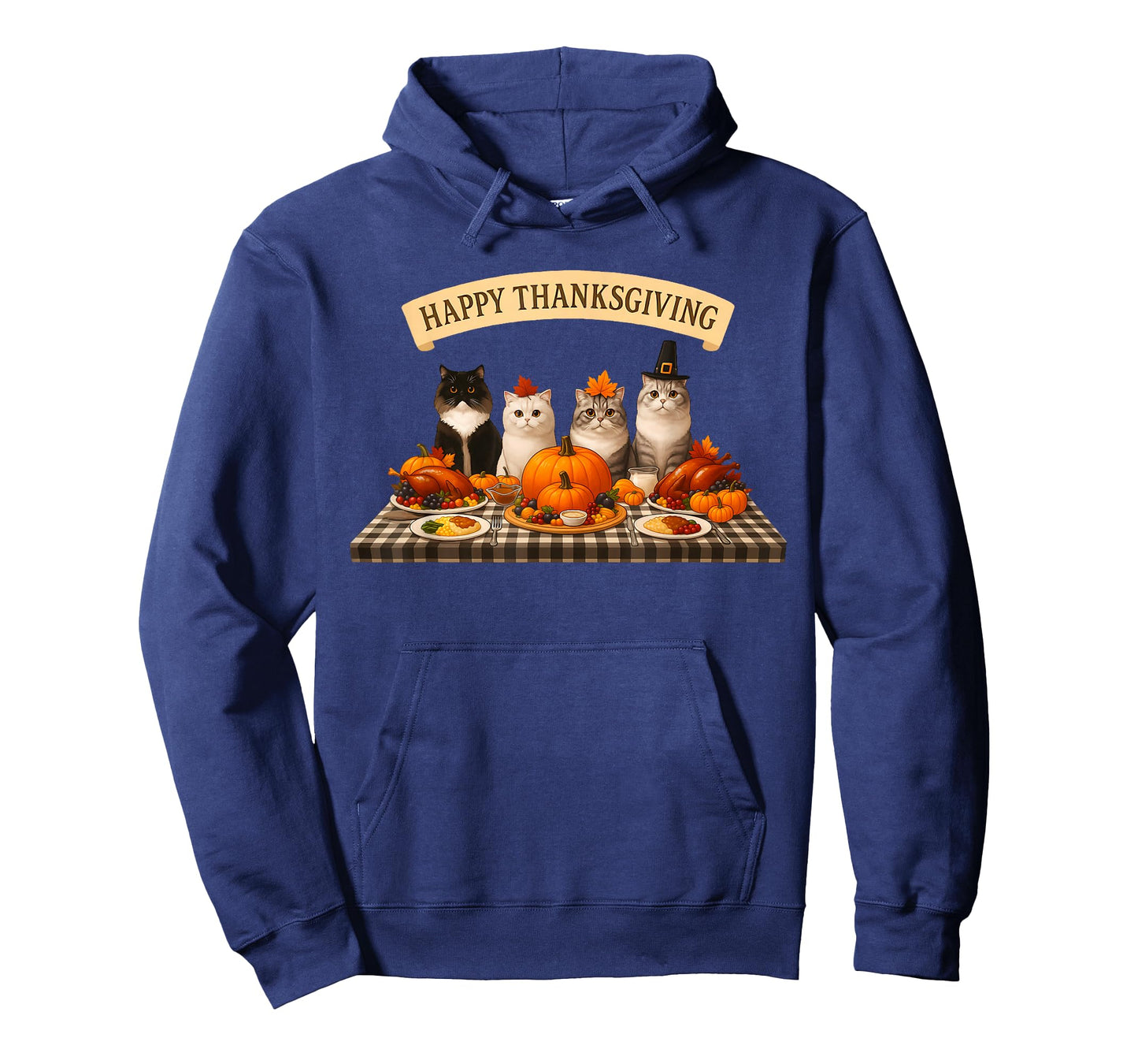 Happy Thanksgiving Cats Dinner Feast Fall Men Women Kids T-Shirt