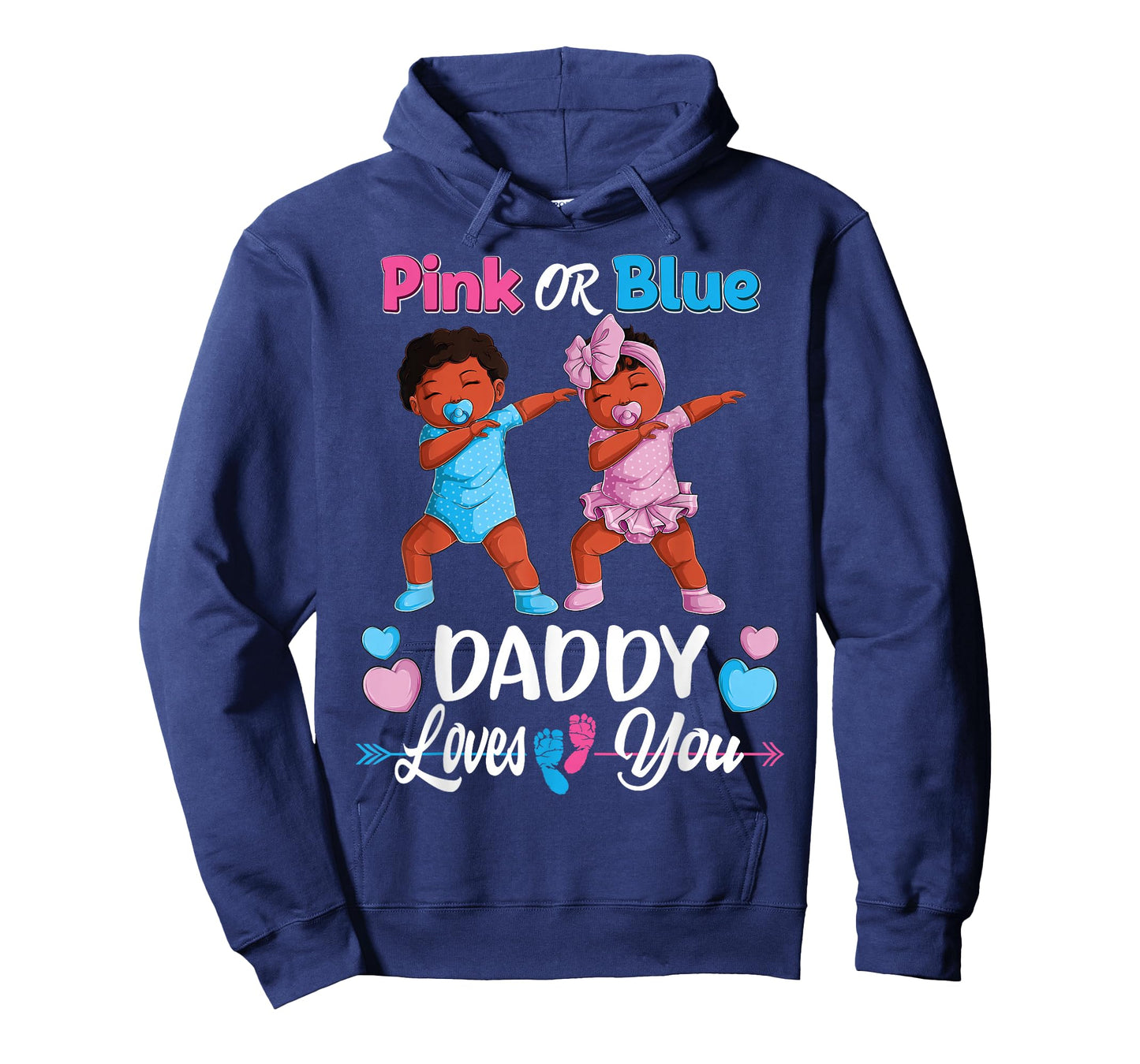 Pink Or Blue Daddy Loves You Black Baby Gender Reveal Party T-Shirt Small