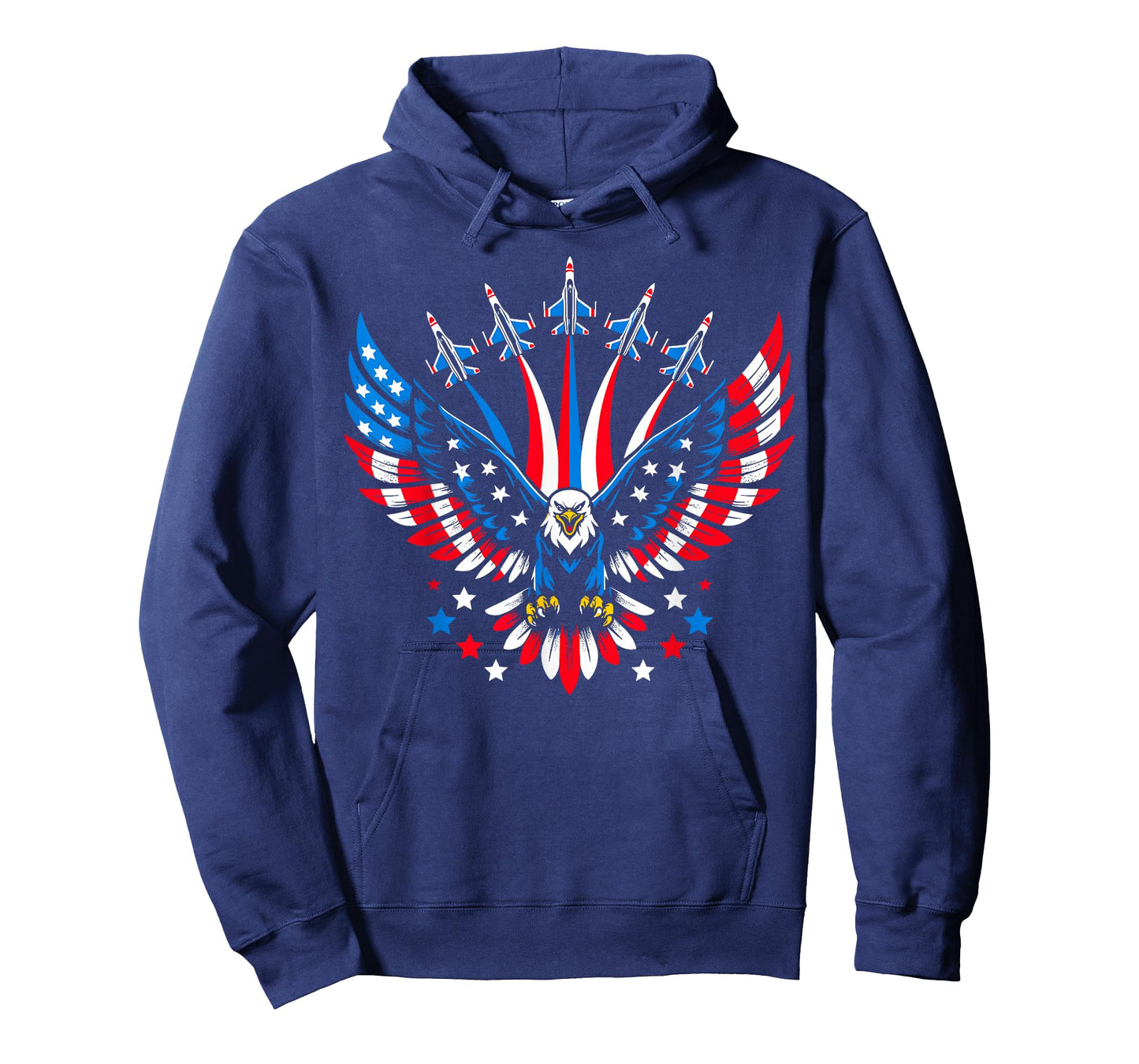 Eagle Patriotic Red Blue USA Flag Fighter Jets 4th of July T-Shirt