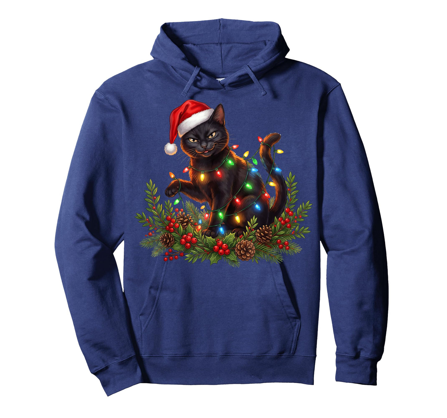 Black Cat Christmas Santa Hat Funny Meowy Cats Women Men T-Shirt