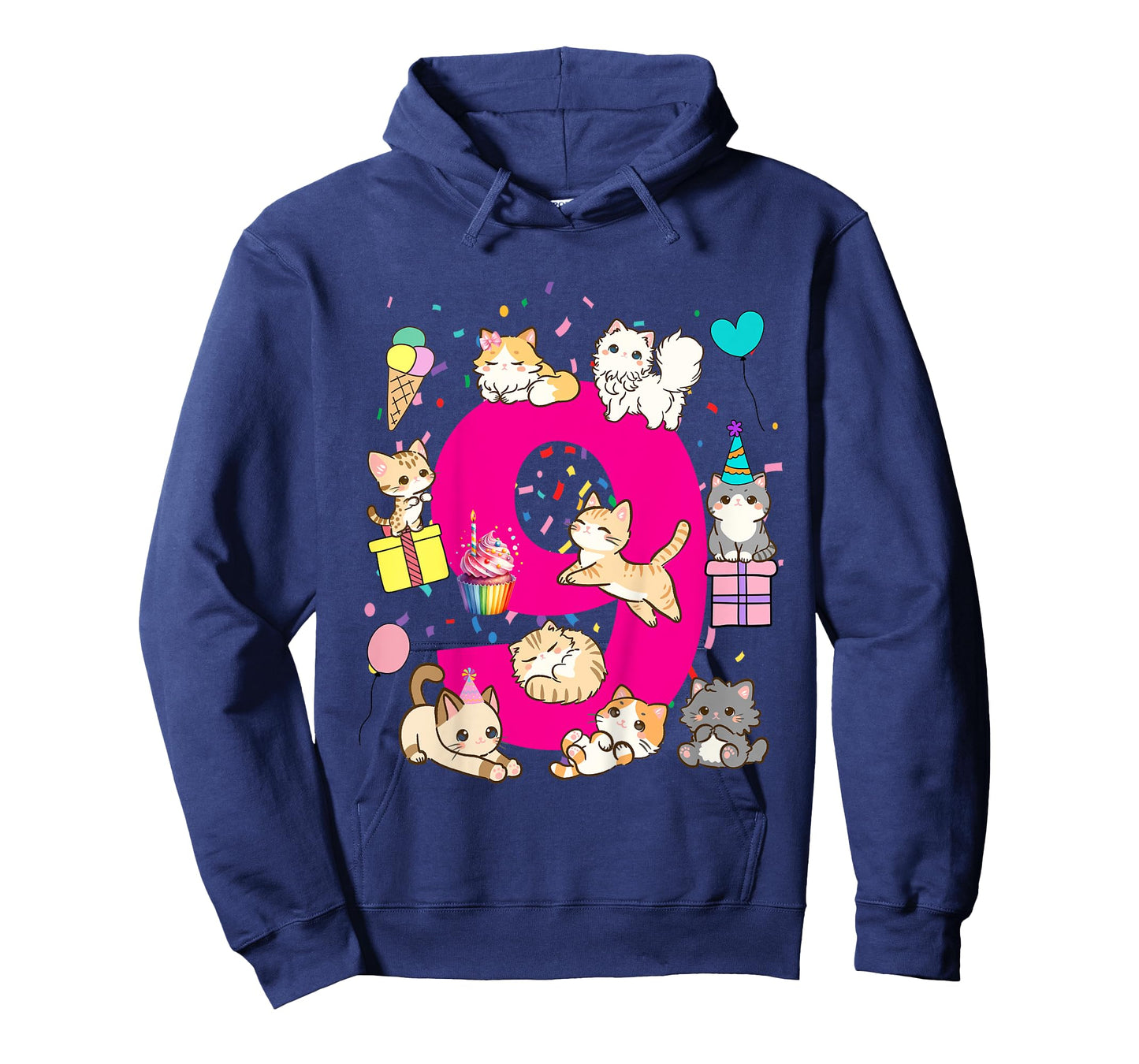 Kids 9 (nine) year old kitten cats themed birthday outfit girls T-Shirt