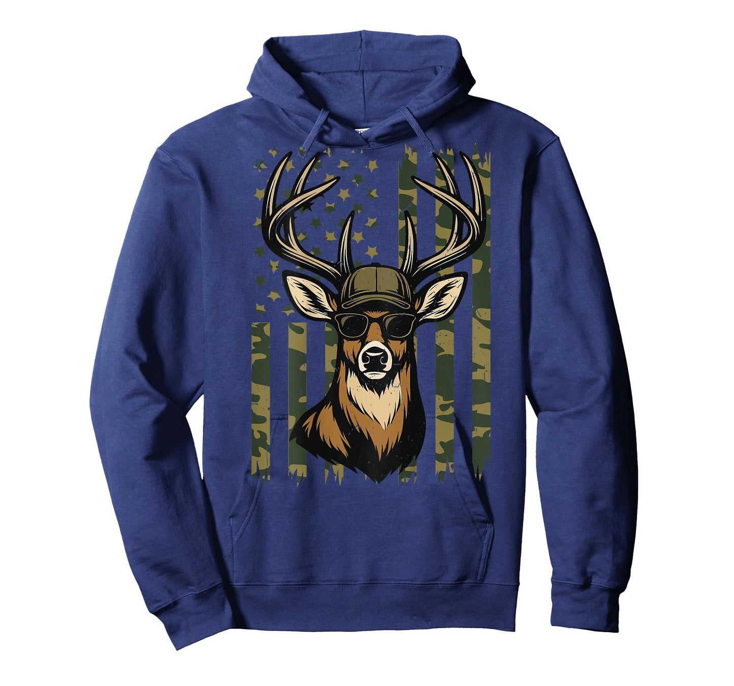 Men Camo Deer Hunting American Flag Whitetail Buck Youth Boy T-Shirt