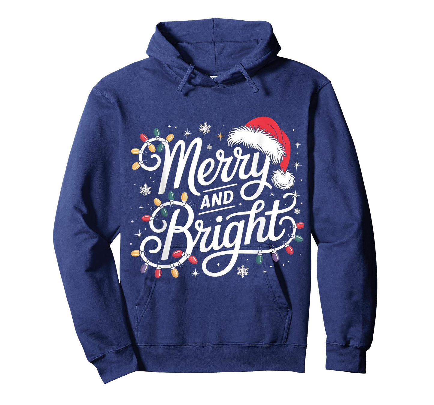 Merry and Bright Lights Red Santa Hat Xmas Family Men Women T-Shirt