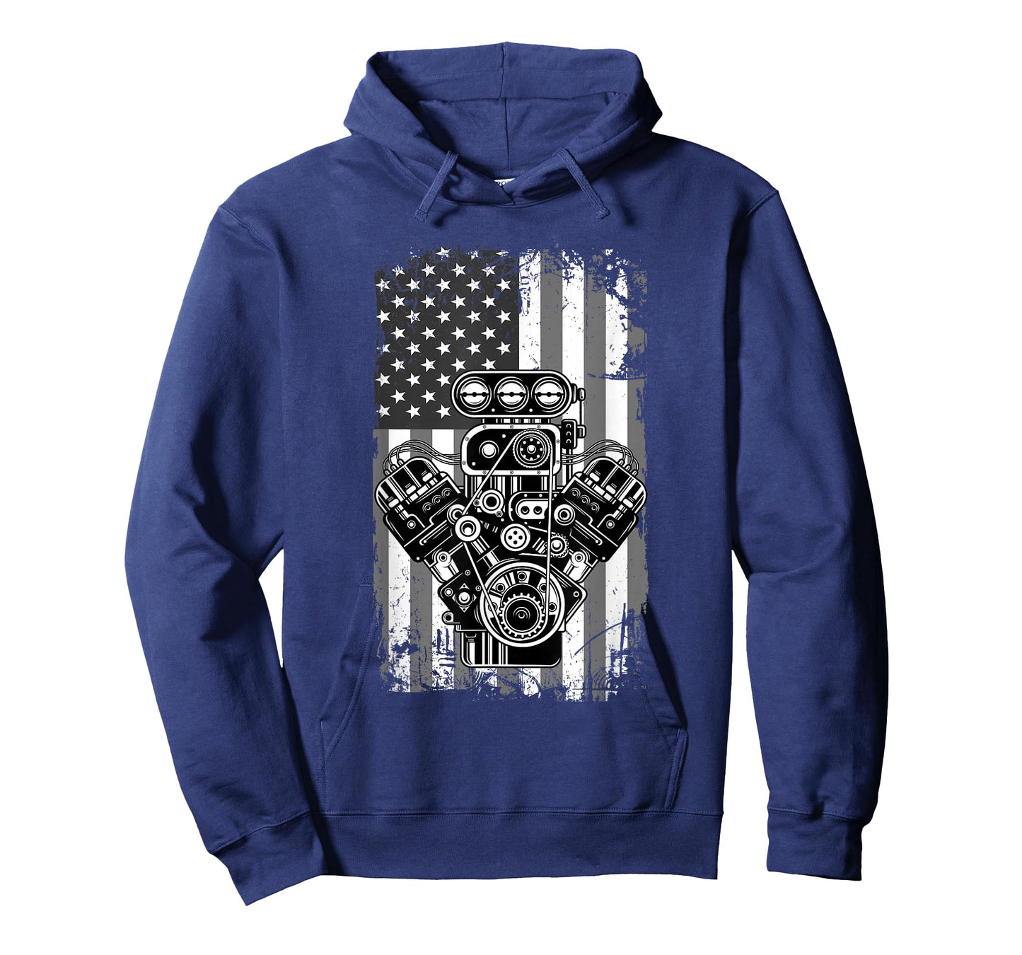 Vintage Muscle Car Piston American Flag Funny Mechanic Gift T-Shirt Small
