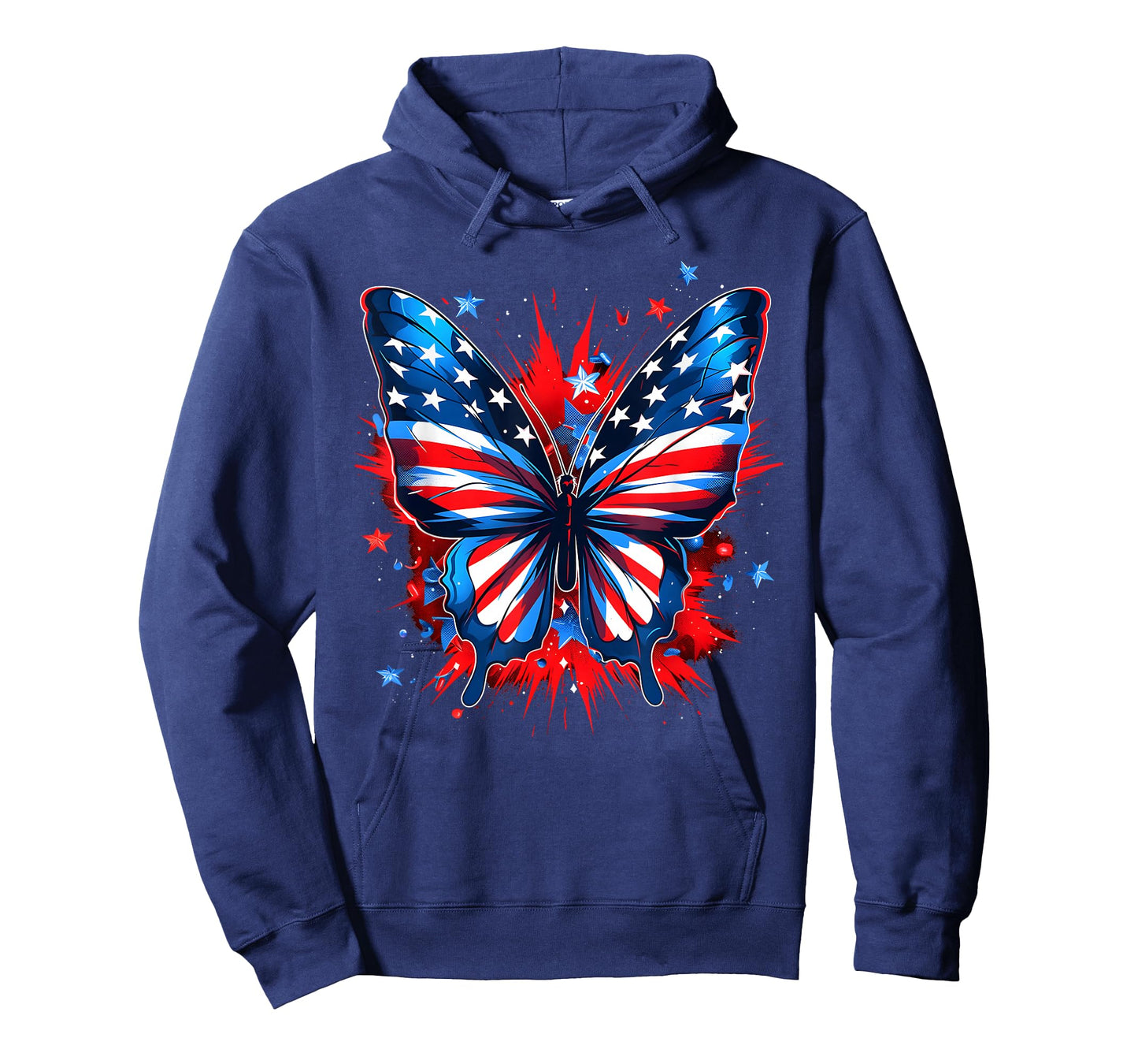 4th of July Butterfly USA Flag Cute American Women Girl T-Shirt
