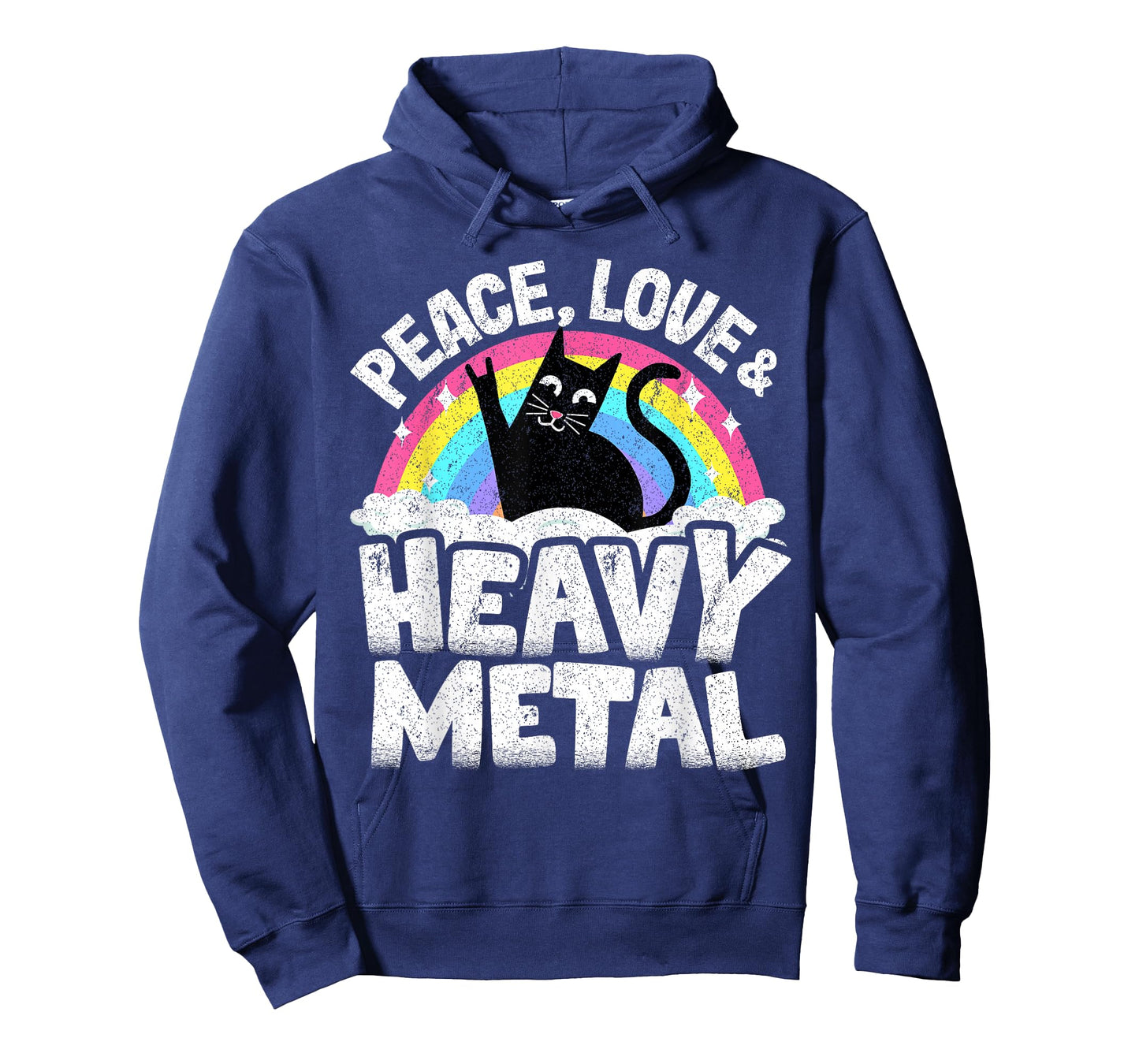 Peace Love & Heavy Metal Cat Kids Punk Band Metal Rainbow T-Shirt