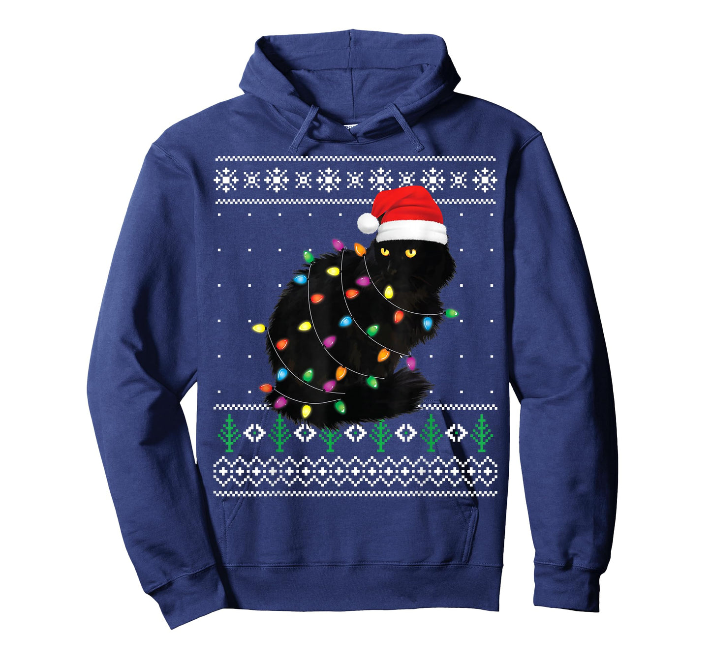 Black Cat Christmas Ugly Sweater Funny Santa Cat T-Shirt