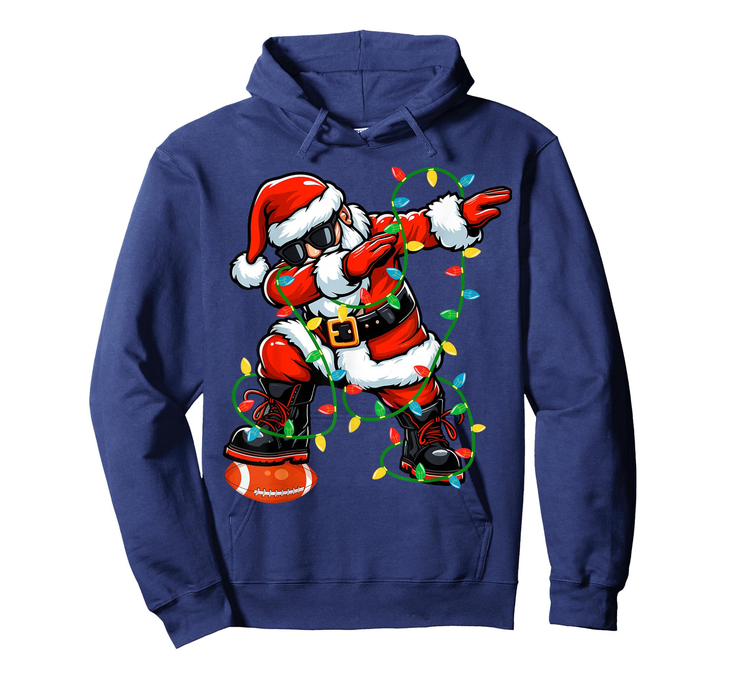 Dabbing Santa Football Christmas Lights Xmas Football Player T-Shirt