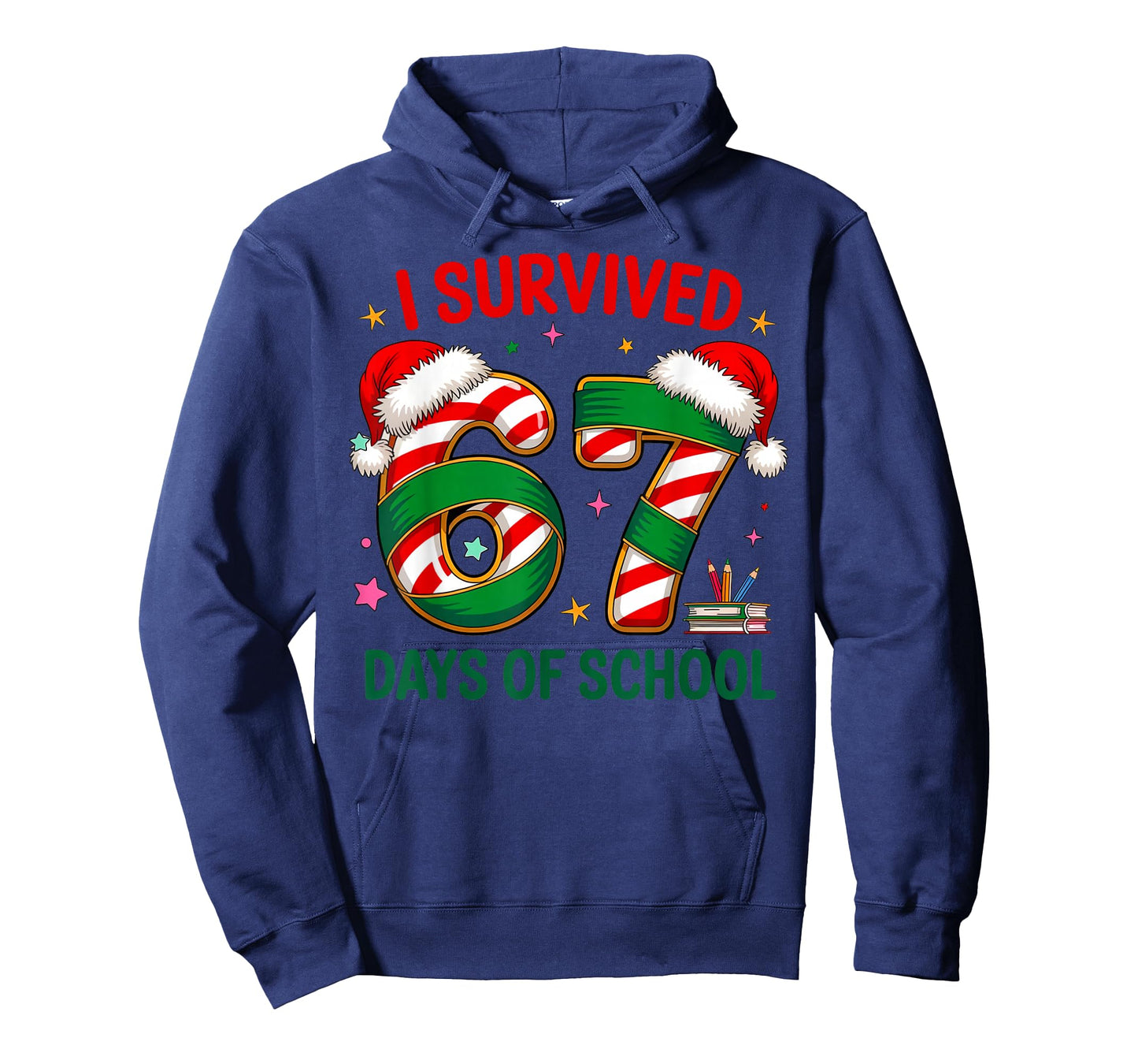 I Survived 67 Days of School Christmas Candy Cane Six Seven T-Shirt