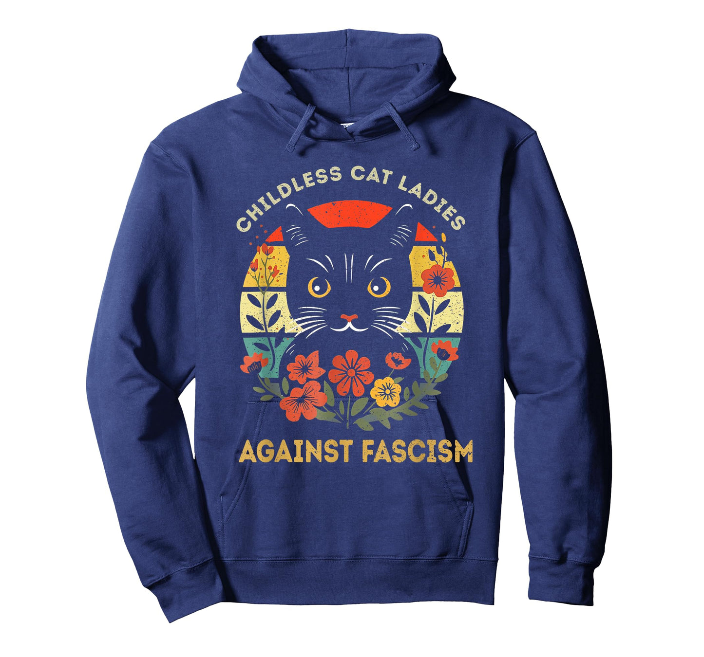 Childless Cat Ladies Against Fascism Funny Cat Feminist T-Shirt, Small, Black