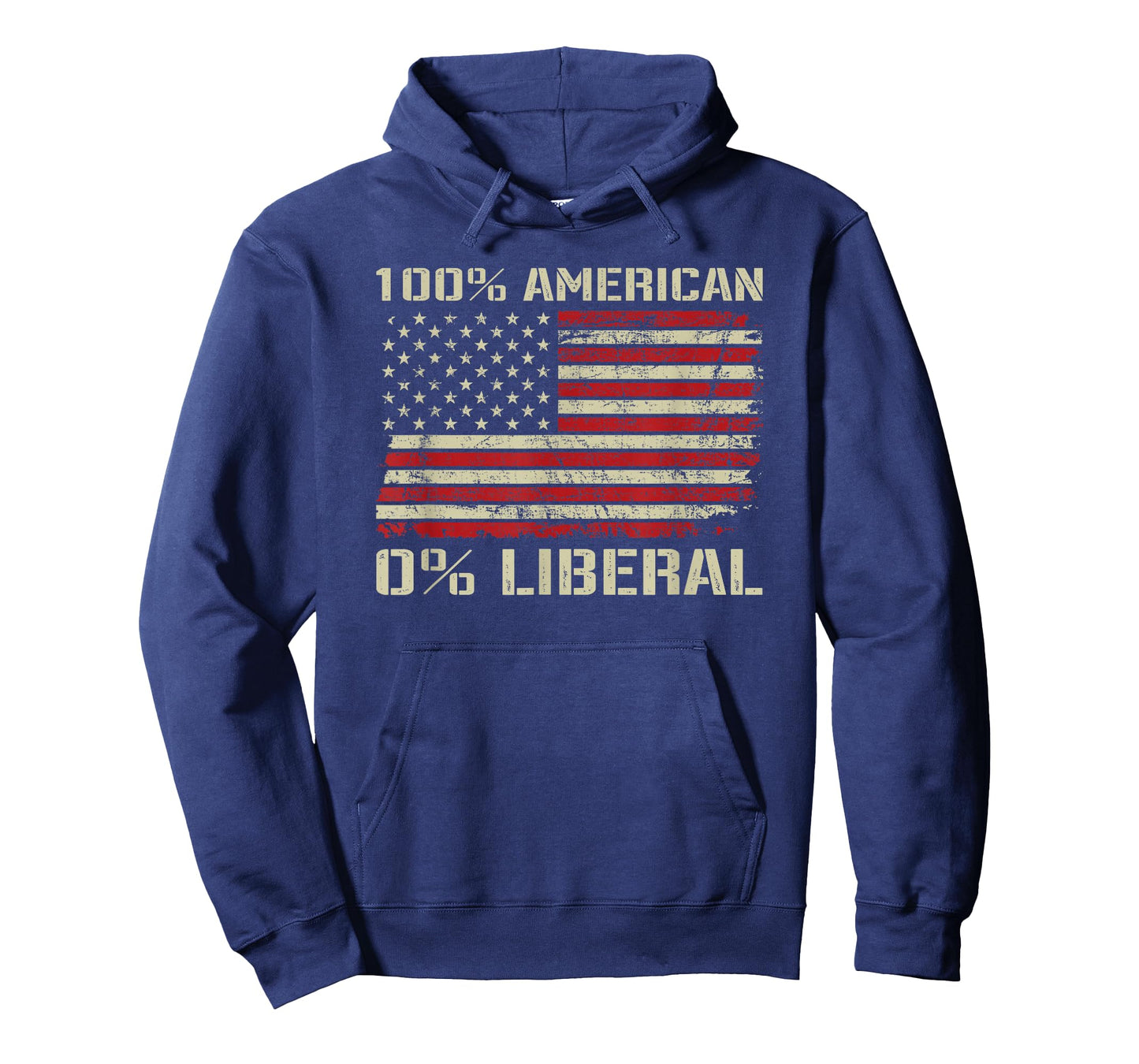100% American 0% Liberal - Funny Republican USA Flag T-Shirt