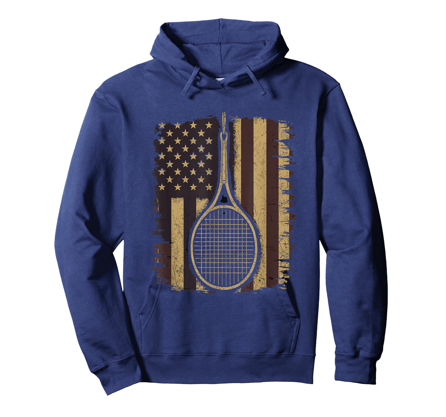 Tennis Racket USA Flag Vintage Patriotic Tee Boys Girls T-Shirt