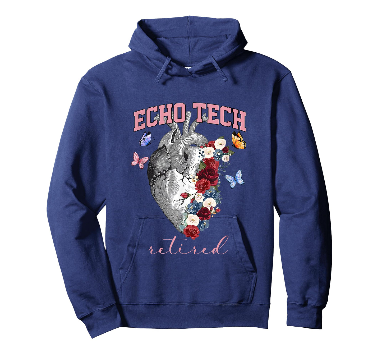 Anatomical Heart Floral Echo Tech Retired Cardiac Sonography T-Shirt