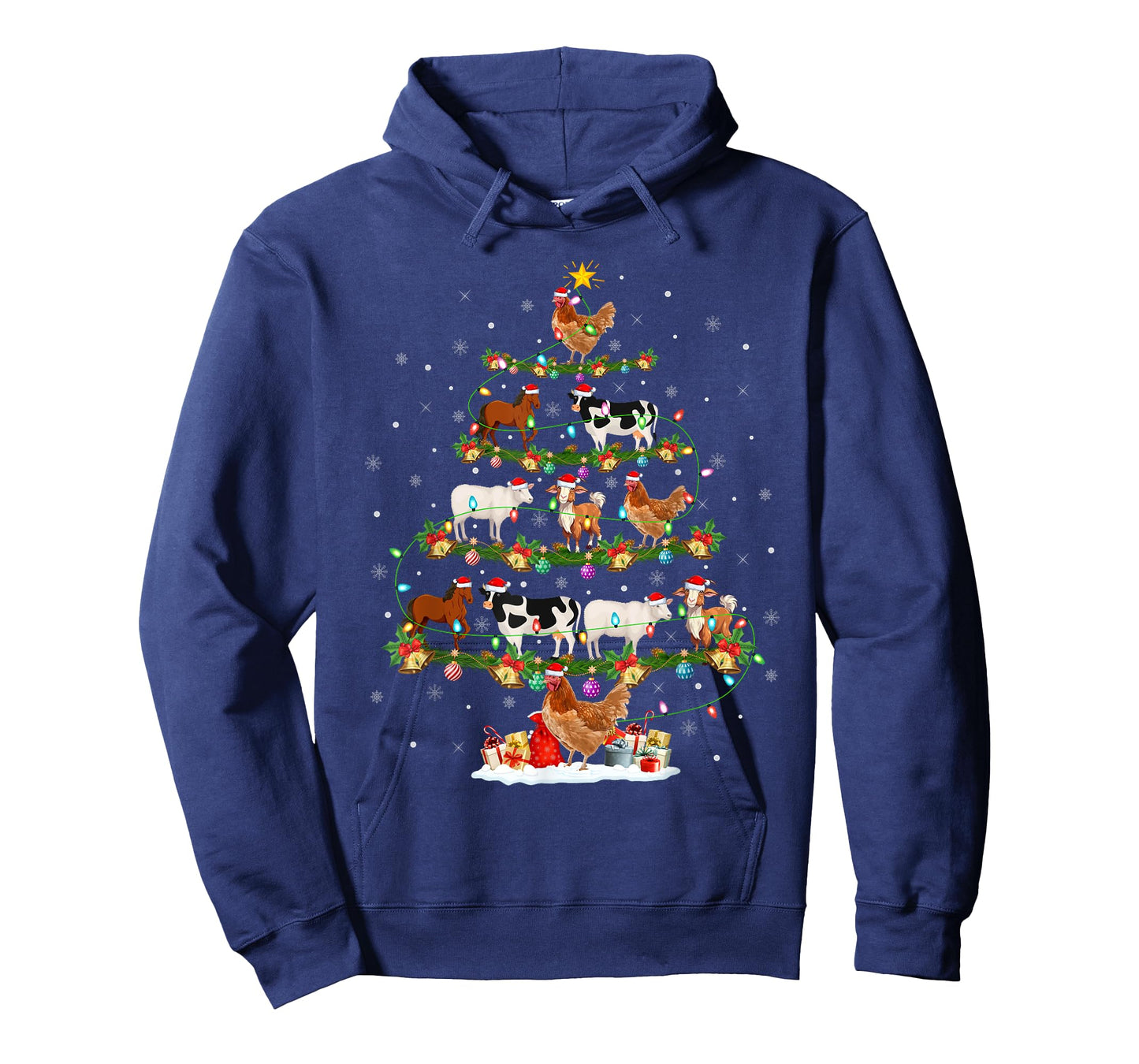 Chicken Cow Goat Horse Farm Animal Farmer Christmas Tree T-Shirt