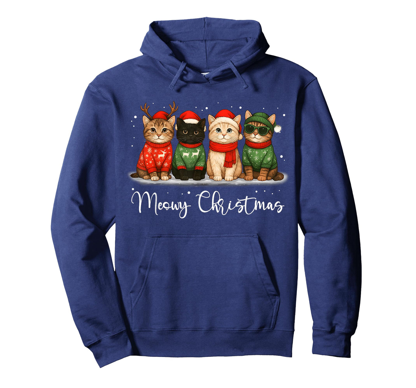 Christmas Holiday Xmas Meowy Christmas Funny Cat Santa Hat T-Shirt