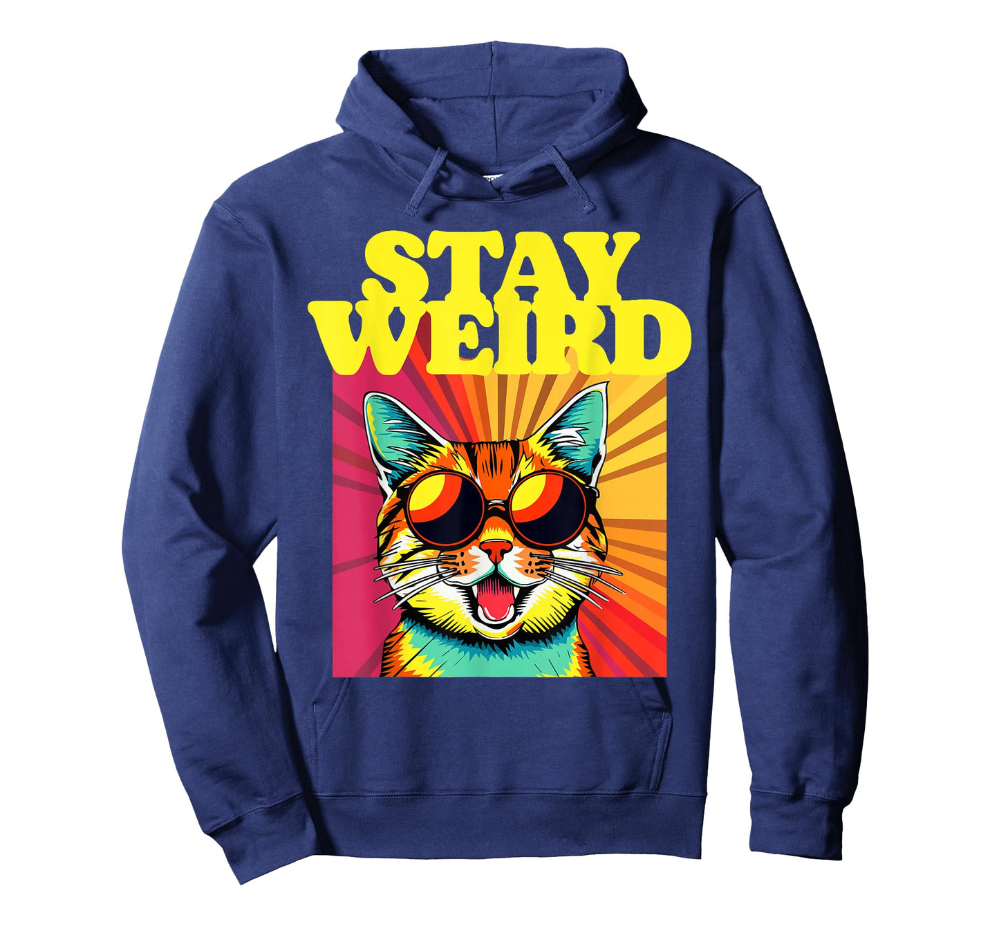 Stay Weird Awesome 80s Abstract Art Cool Cat T-Shirt