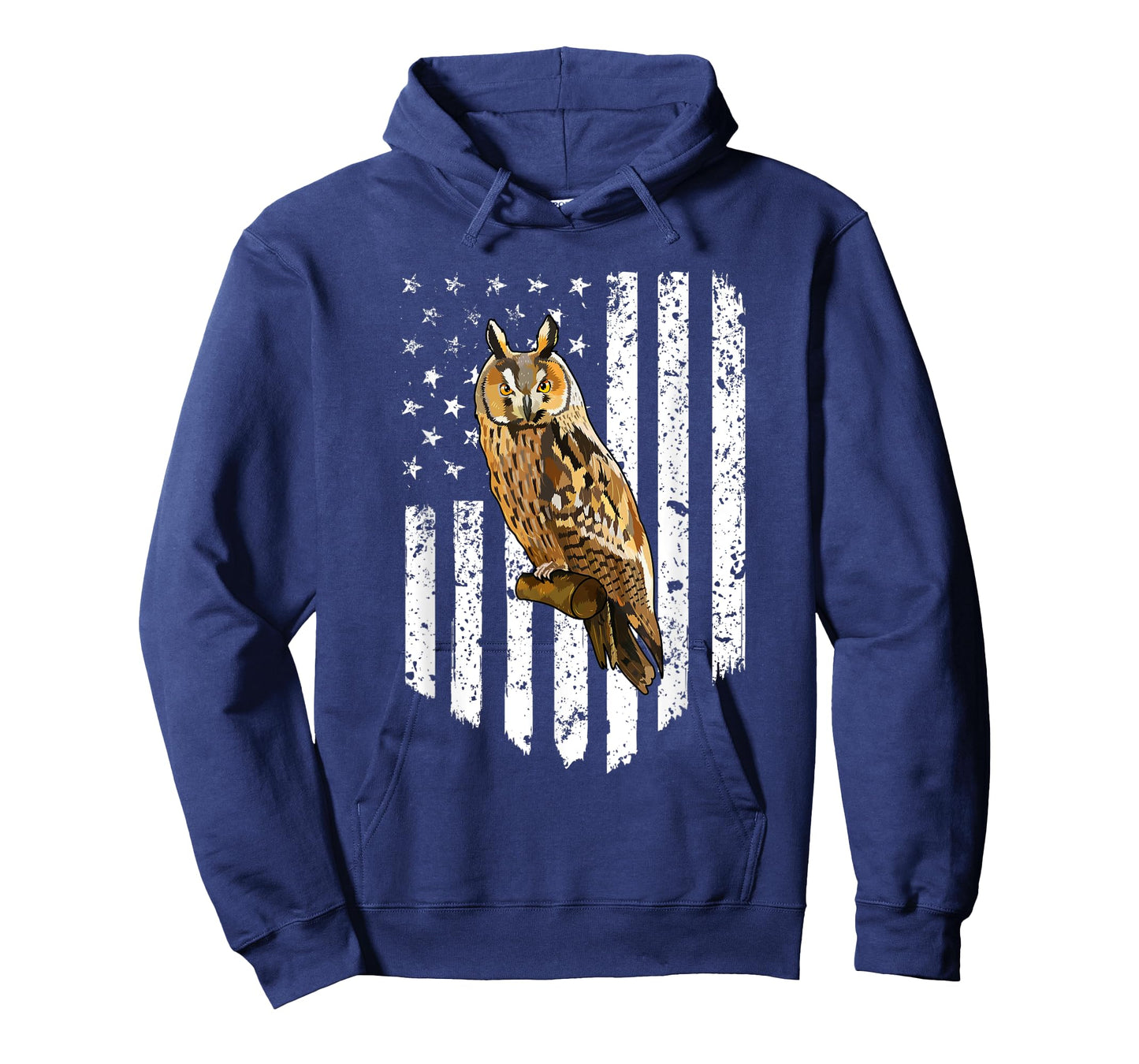 White American Flag Long-eared Owl Bird 4th Of July T-Shirt for Women Men