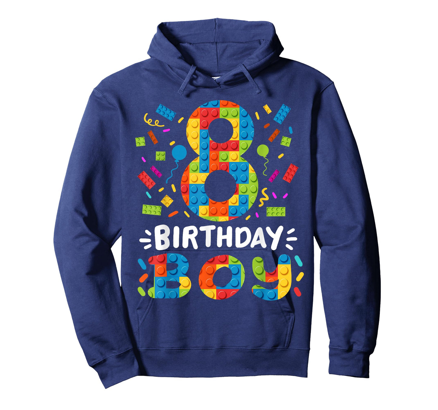 Kids 8 Years Old Building Blocks Builder 8th Birthday Boys T-Shirt